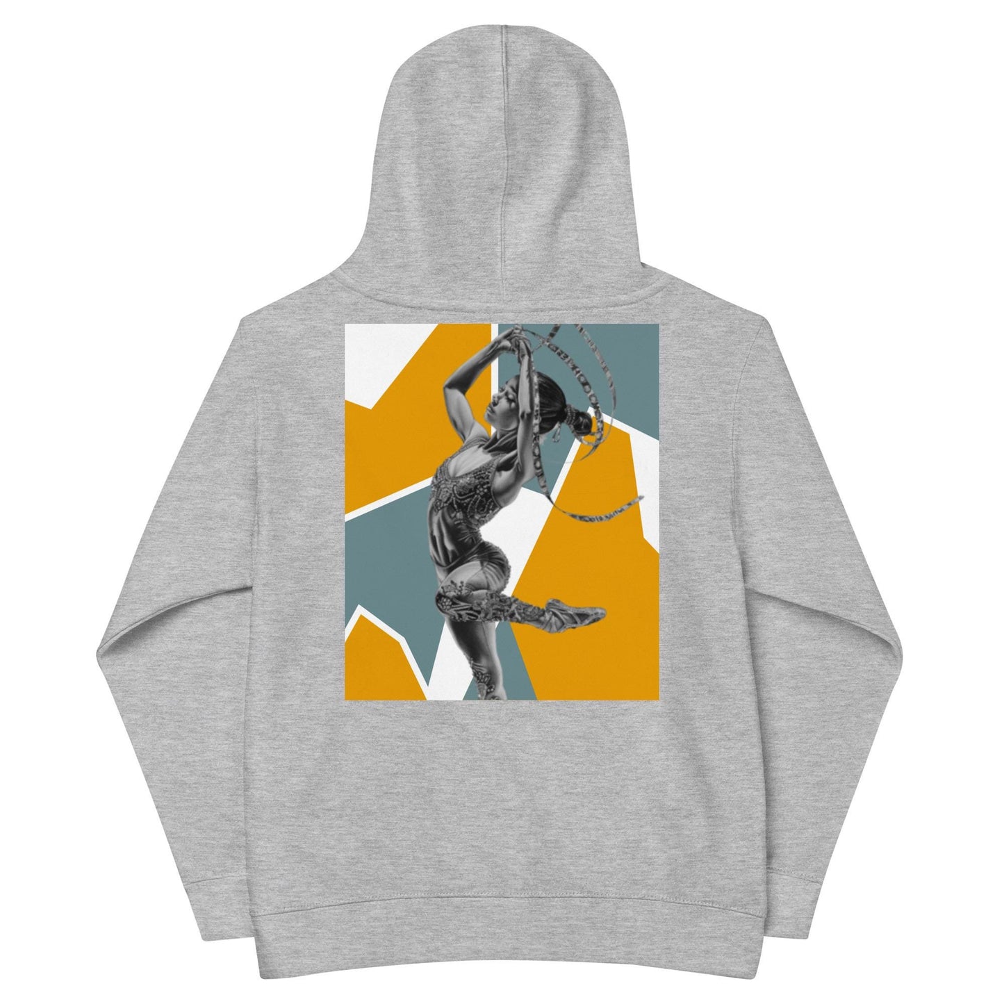 Sweat à capuche petite fille - Jaune & Kaki - motif gymnaste danseuse -  gris - coton-mélange motif imprimé – dos, maille serrée et finitions côtelées