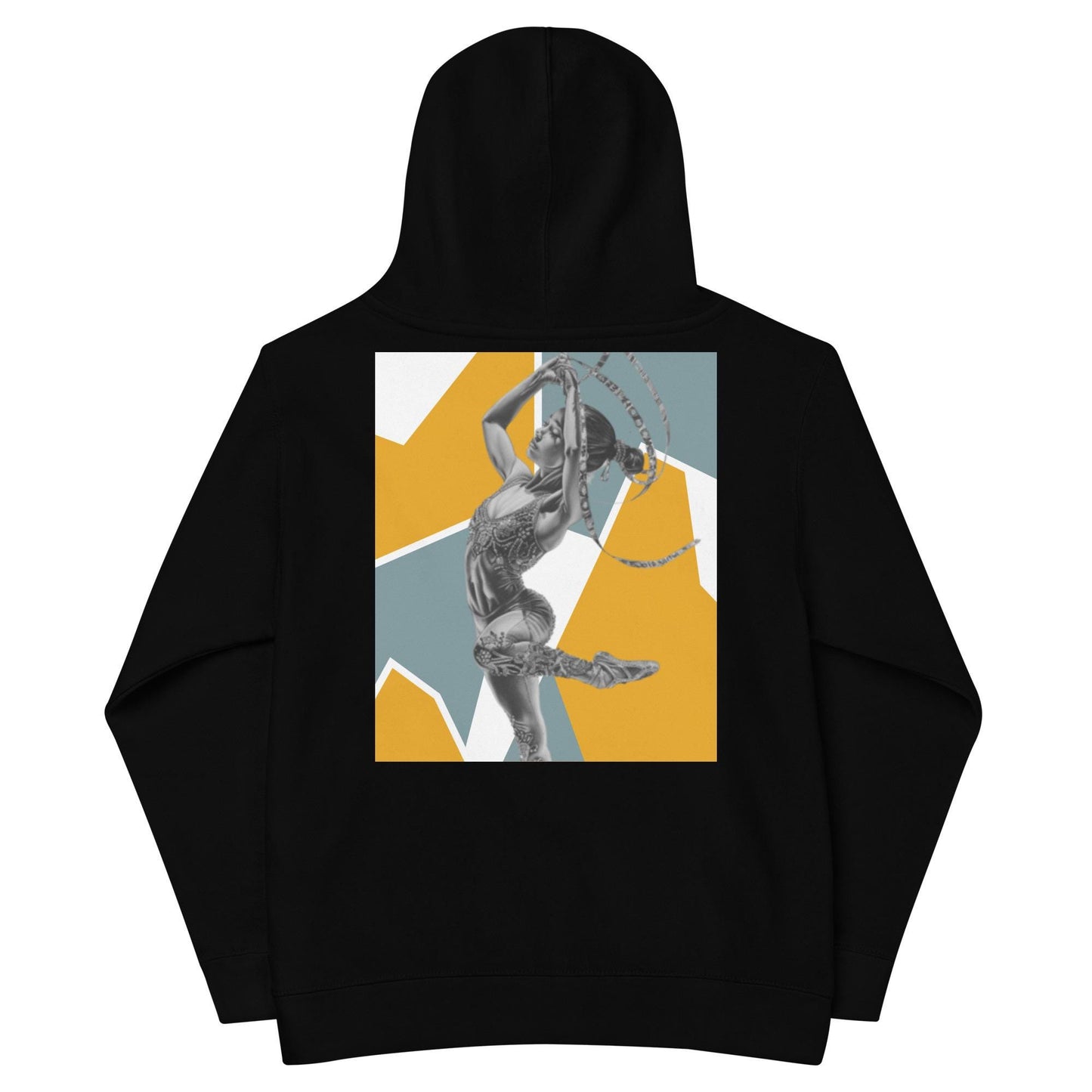 Sweat à capuche petite fille - Jaune & Kaki - motif gymnaste danseuse -  noir - coton-mélange motif imprimé – dos, maille serrée et finitions côtelées