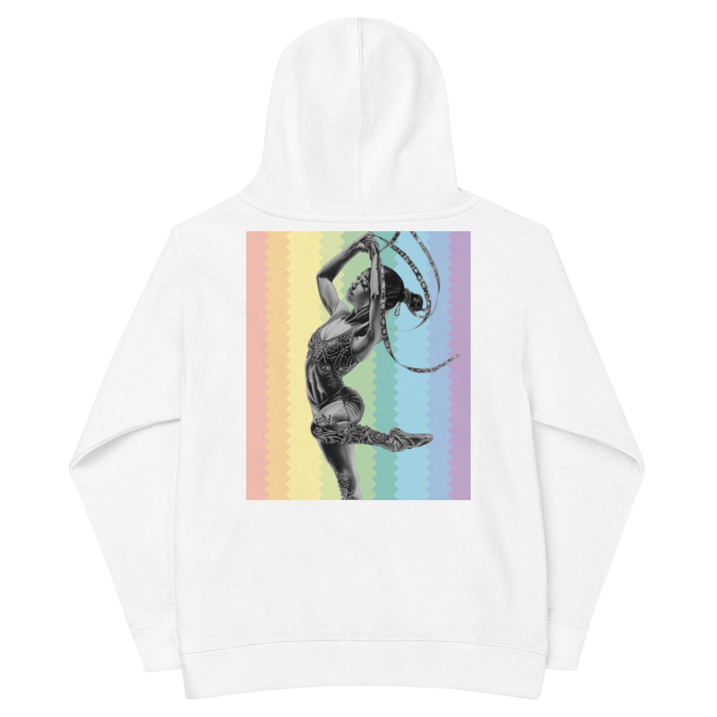 Sweat à capuche petite fille - arc-en-ciel - motif gymnaste danseuse -  blanc - coton-mélange motif imprimé – dos, maille serrée et finitions côtelées