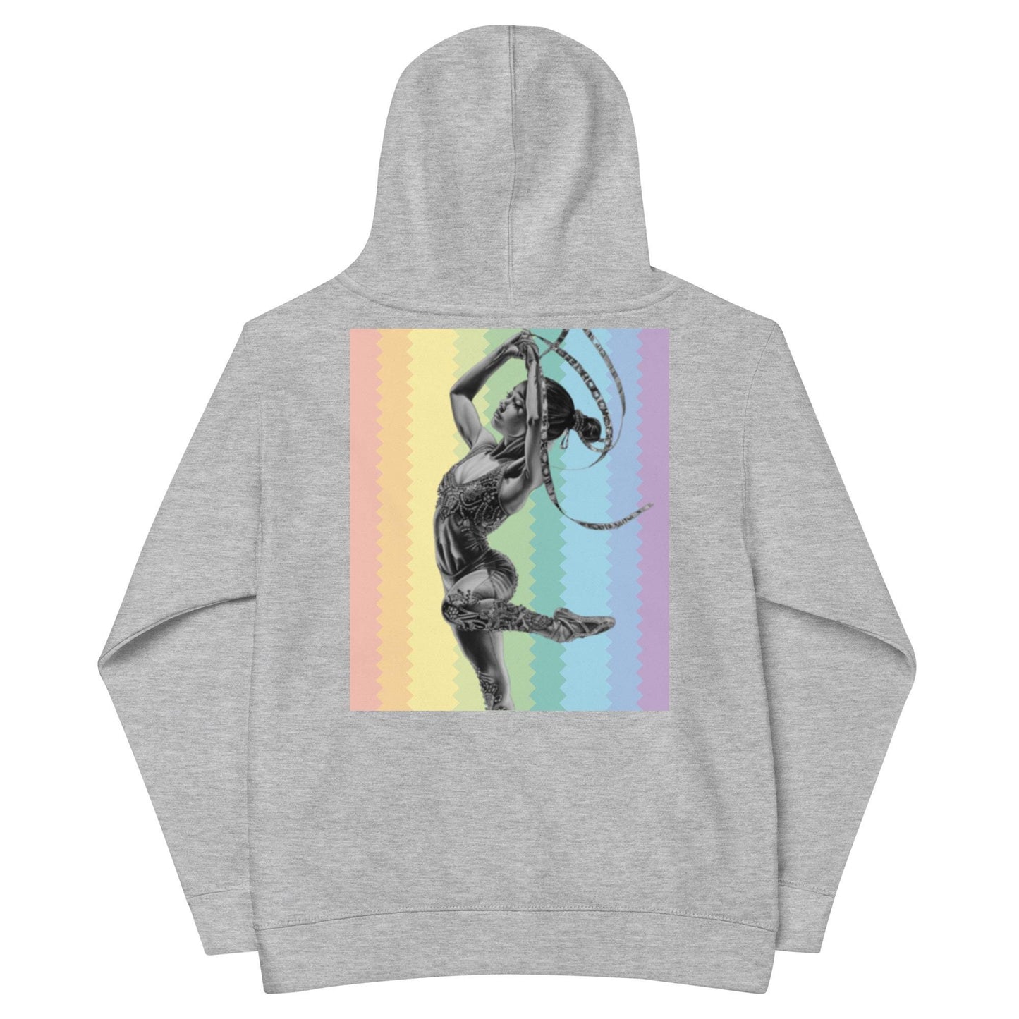 Sweat à capuche petite fille - arc-en-ciel - motif gymnaste danseuse -  gris - coton-mélange motif imprimé – dos, maille serrée et finitions côtelées
