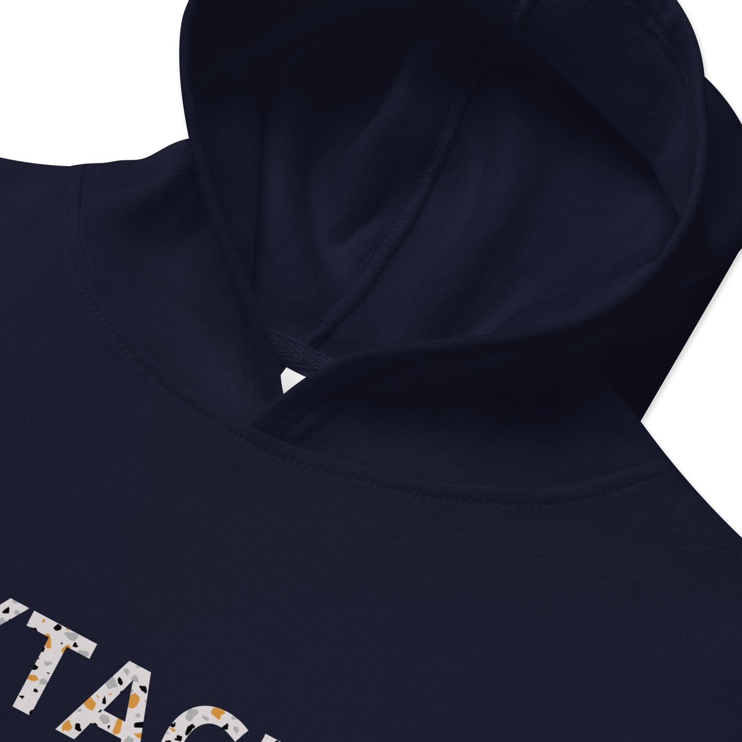 Sweat à capuche petite fille - bleu, jaune, rose - motif gymnaste danseuse - bleu marine  - coton-mélange motif imprimé – 	Zoom capuche et poignets – sweat à capuche petite fille coton-mélange ExtaciaFrance