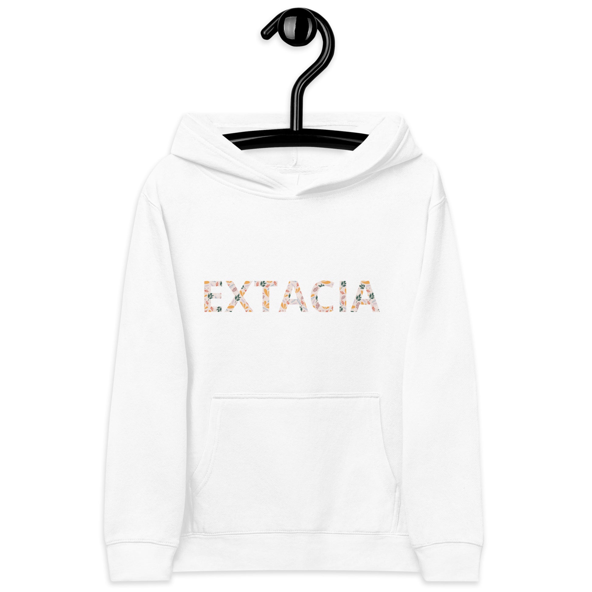 Sweat à capuche petite fille - fleurs du printemps - motif gymnaste danseuse -  blanc - coton-mélange motif imprimé – 	Détail motif imprimé poitrine sweat petite fille ExtaciaFrance