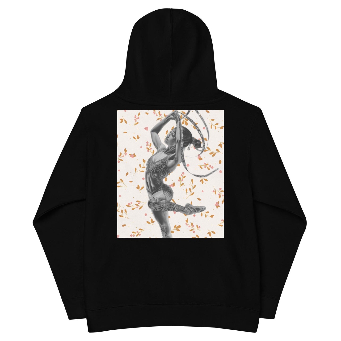 Sweat à capuche petite fille - fleurs du printemps - motif gymnaste danseuse -  noir - coton-mélange motif imprimé – dos, maille serrée et finitions côtelées