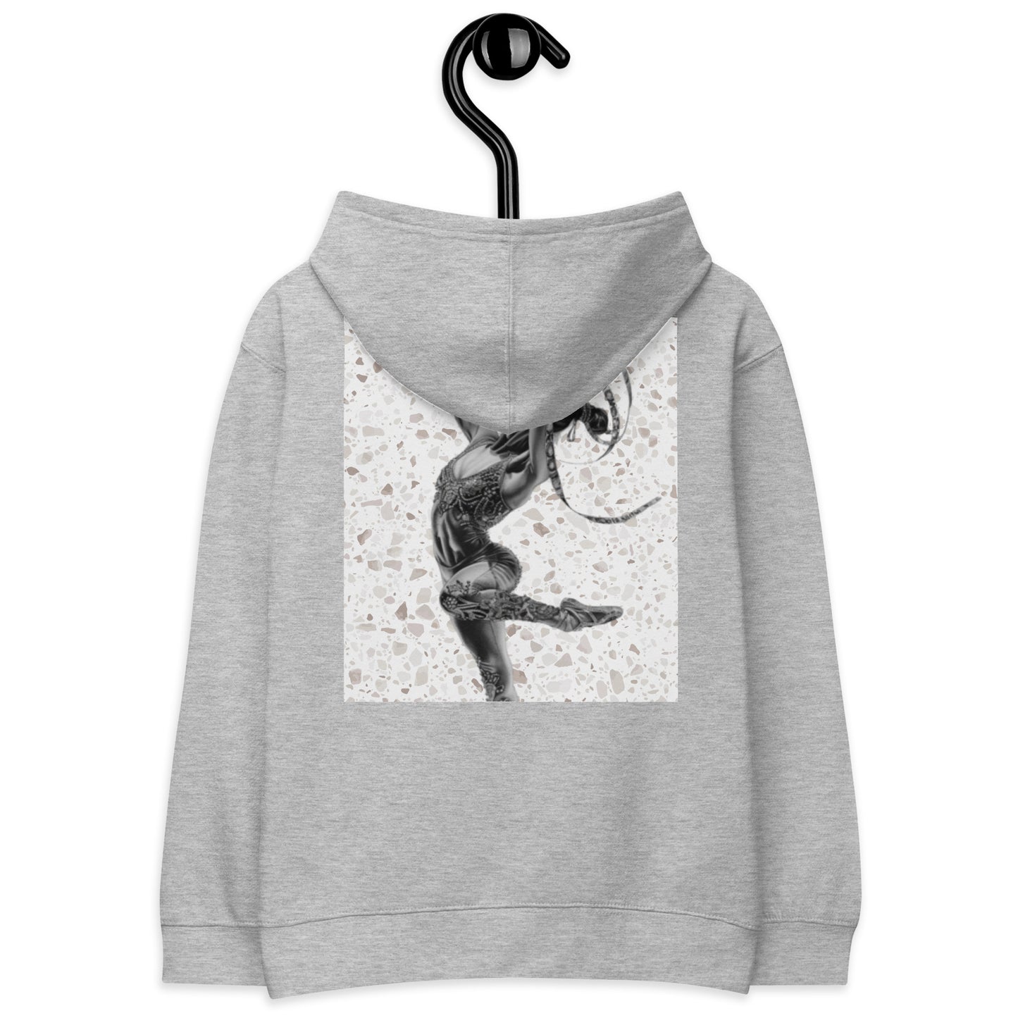 Sweat à capuche petite fille - granite - motif gymnaste danseuse - gris - coton-mélange motif imprimé – Détail motif imprimé dos sweat petite fille ExtaciaFrance