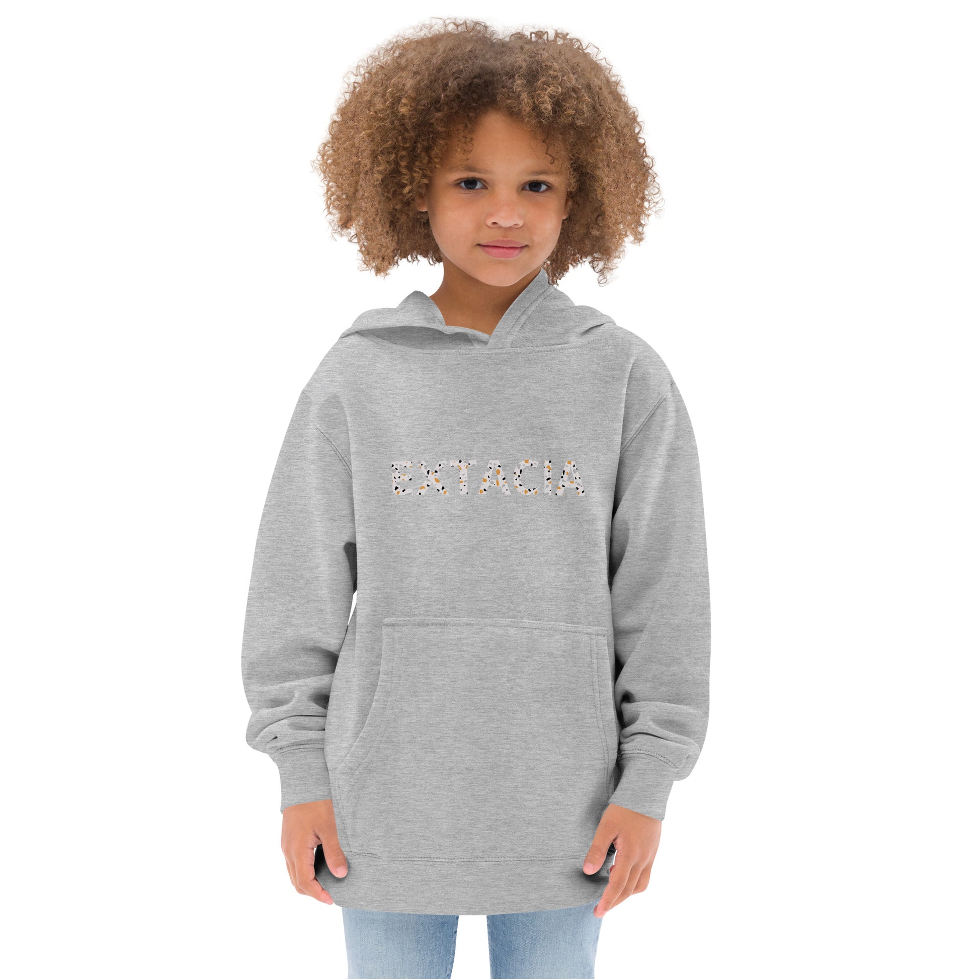 Sweat à capuche petite fille - granite - motif gymnaste danseuse - gris - coton-mélange motif imprimé – Enfant portant le sweat à capuche petite fille – style cocooning et hiver chaleureux