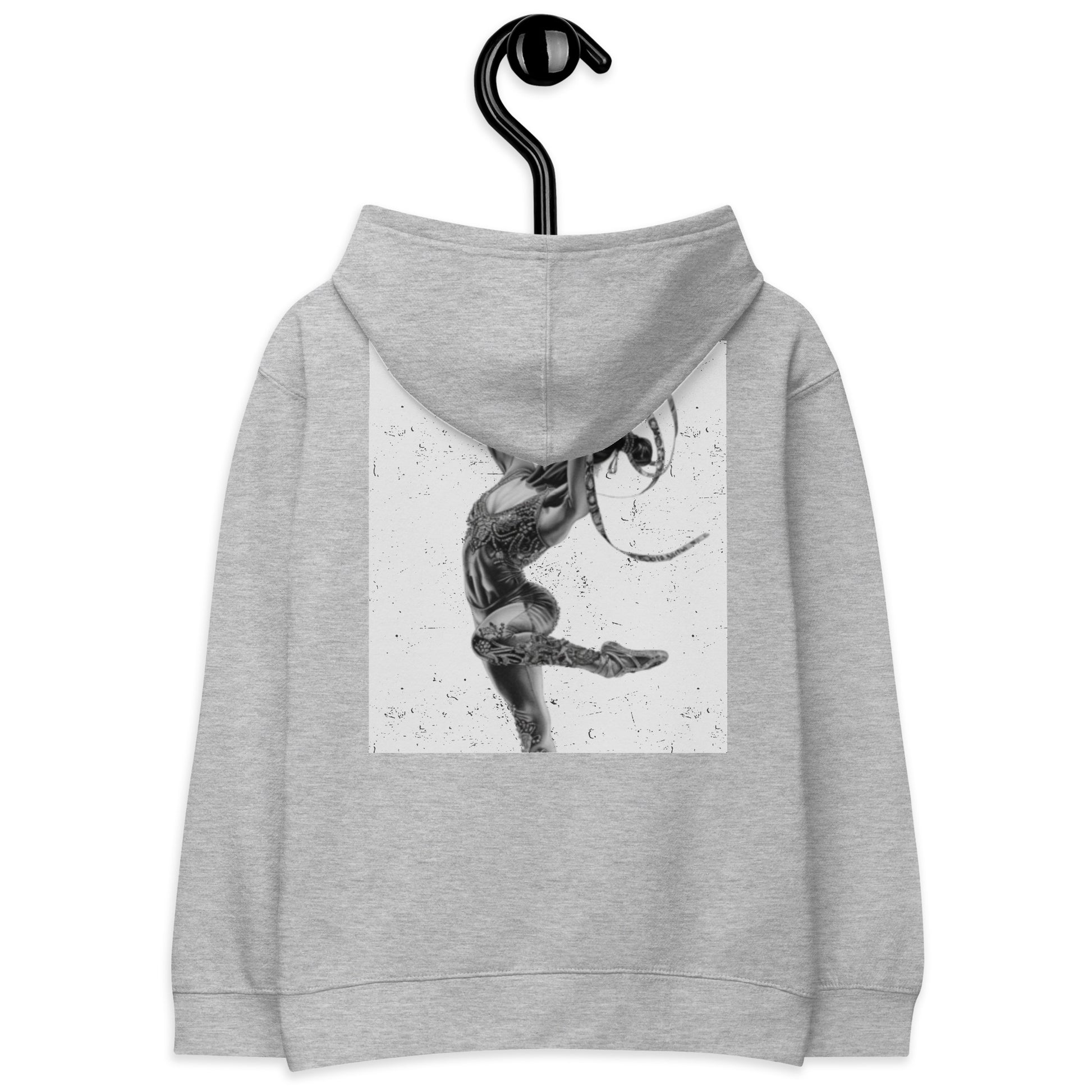 Sweat à capuche petite fille - gris cendre - motif gymnaste danseuse - gris - coton-mélange motif imprimé – Détail motif imprimé dos sweat petite fille ExtaciaFrance