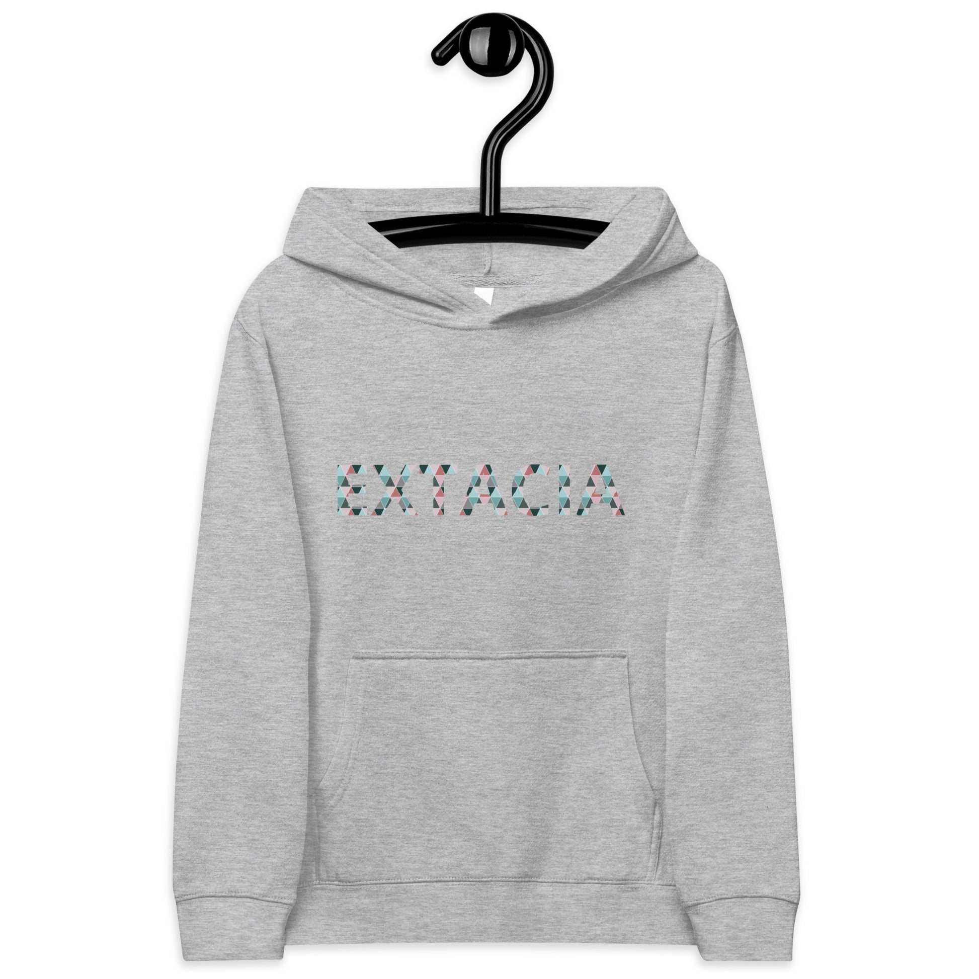 Sweat à capuche petite fille - jeux de gris et rose - motif gymnaste danseuse - gris - coton-mélange motif imprimé – Détail motif imprimé poitrine sweat petite fille ExtaciaFrance