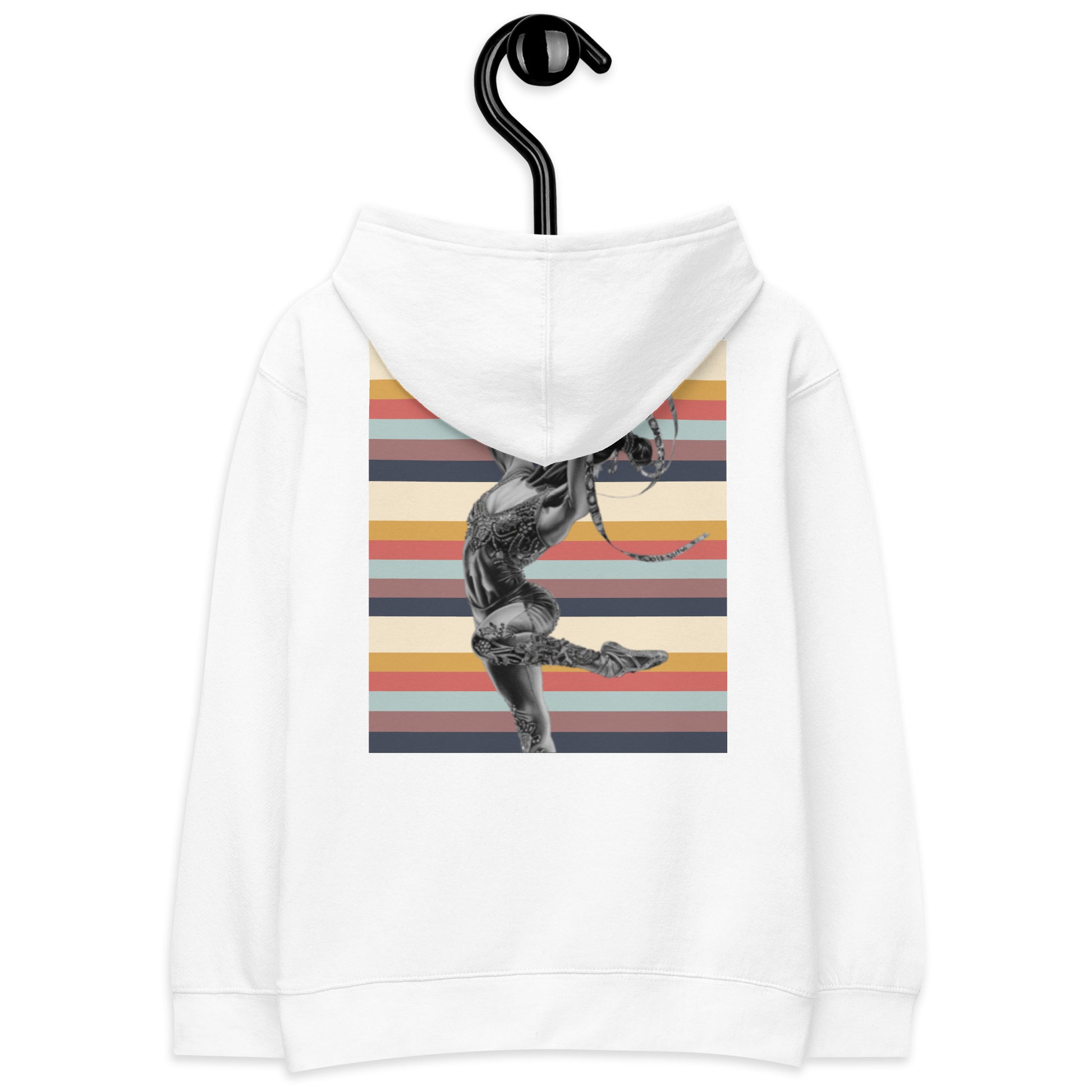 Sweat à capuche petite fille - multi couleur  à rayures - motif gymnaste danseuse -  blanc - coton-mélange motif imprimé – Détail motif imprimé dos sweat petite fille ExtaciaFrance