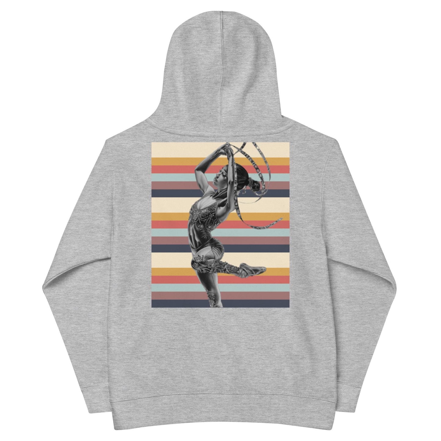 Sweat à capuche petite fille - multi couleur à rayures - motif gymnaste danseuse -  gris - coton-mélange motif imprimé – dos, maille serrée et finitions côtelées