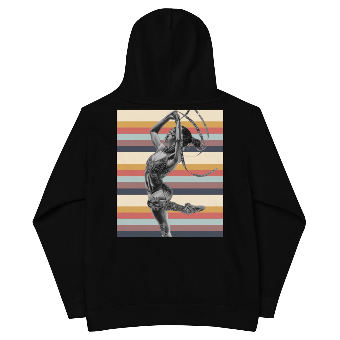 Sweat à capuche petite fille - multi couleur à rayures - motif gymnaste danseuse - noir - coton-mélange motif imprimé – dos, maille serrée et finitions côtelées