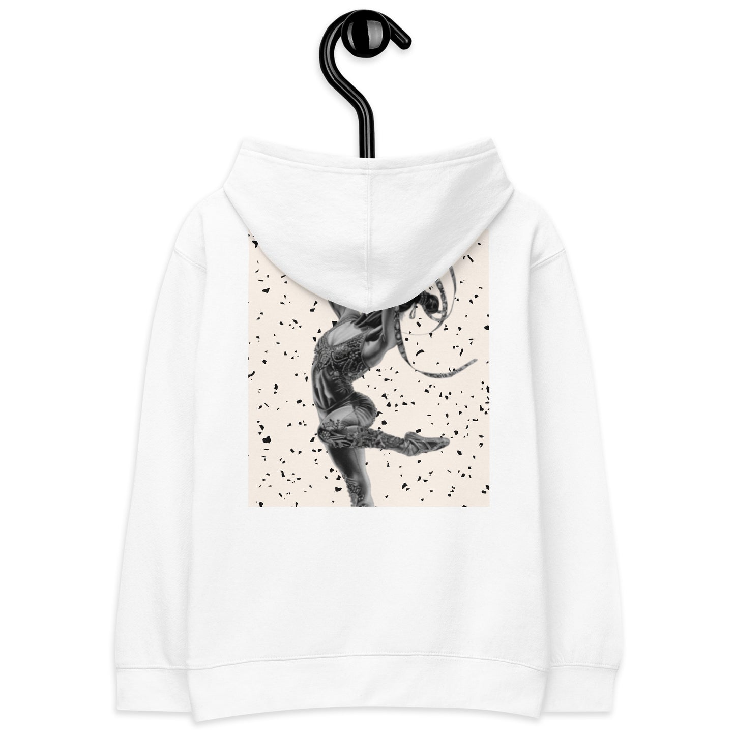 Sweat à capuche petite fille granite jaune - motif gymnaste danseuse - blanc - coton-mélange motif imprimé – Détail motif imprimé dos sweat petite fille ExtaciaFrance