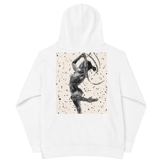 Sweat à capuche petite fille granite jaune - motif gymnaste danseuse -  blanc - coton-mélange motif imprimé – dos, maille serrée et finitions côtelées