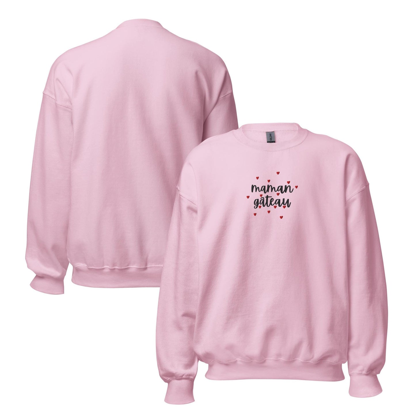 Sweat  femme, coton, polyester – dos, finitions propres - motif brodé - maman gateau - rose