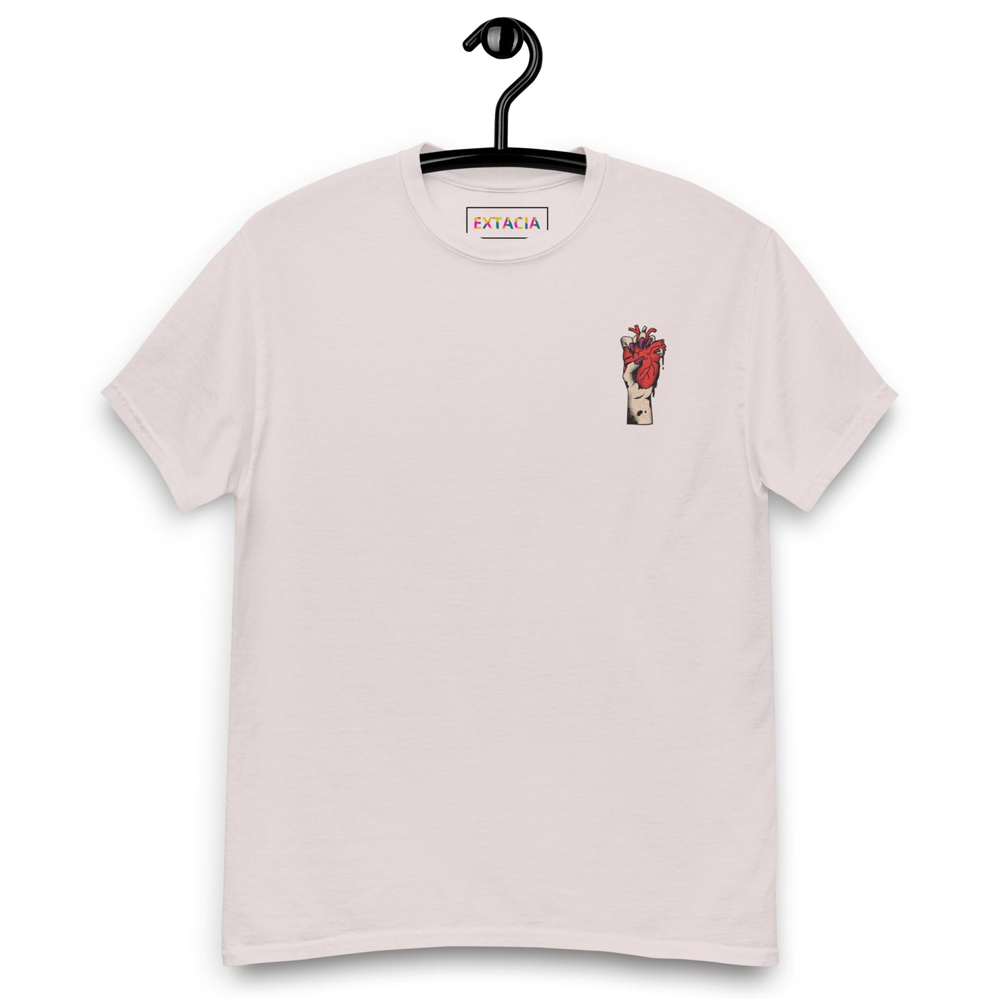 T-shirt homme - 100 % coton – vue de face, motif brodé - natural - coeur déjà pris