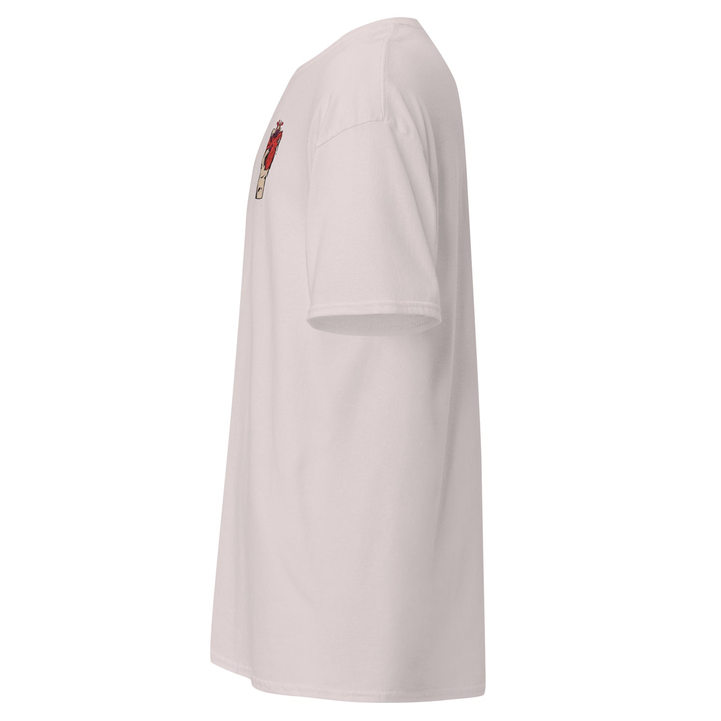 T-shirt – vue de profil, coupe classique et col rond - sable - coeur déjà pris