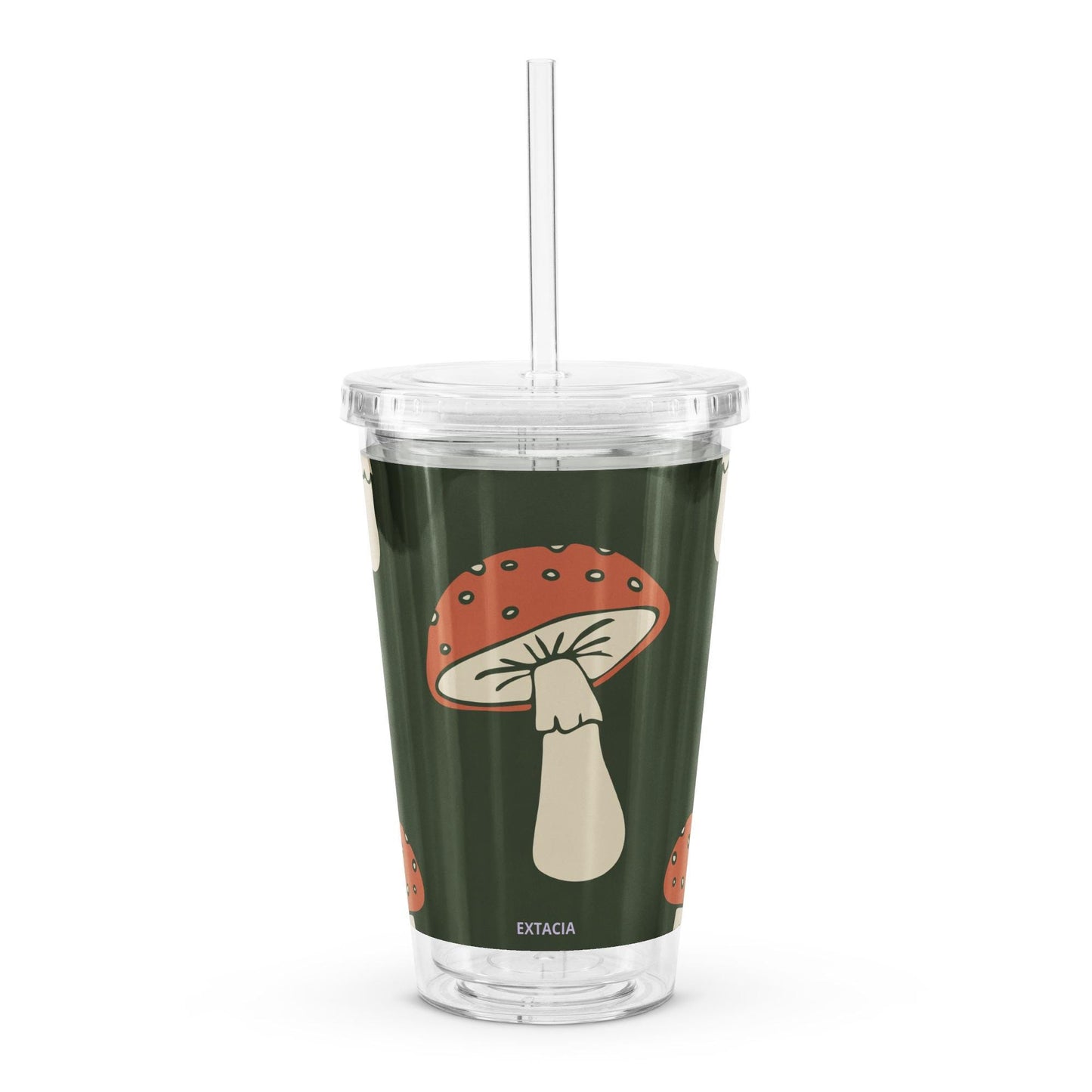 Gobelet en plastique transparent – Réutilisable, sans BPA -  590 ml (16 oz) – Cadeau personnalisé original - Design Minimaliste Champignon