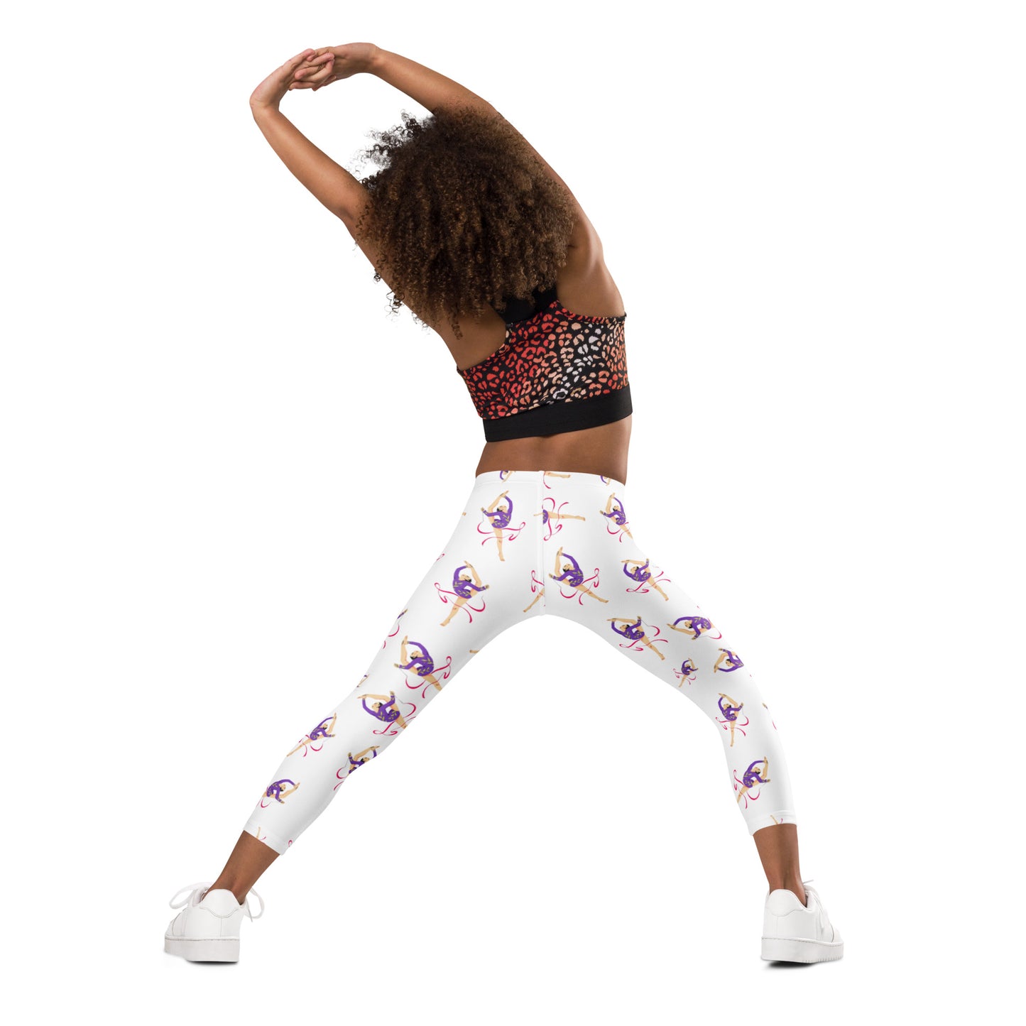 Legging pour petite fille – Blanc – Doux, extensible, toutes saisons – Motif Gymnaste Danseuse