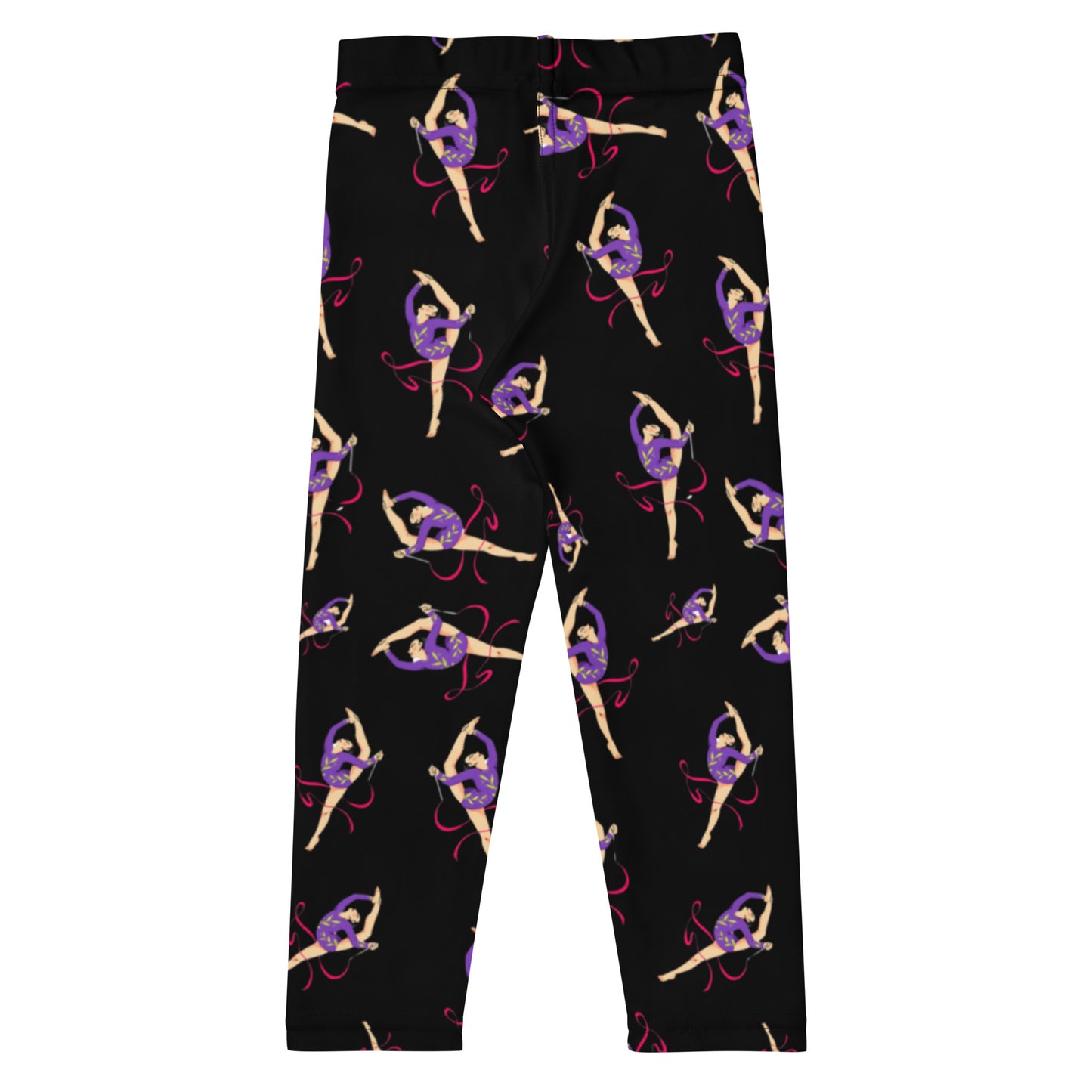 Legging pour petite fille – Noir – Doux, extensible, toutes saisons – Motif Gymnaste Danseuse