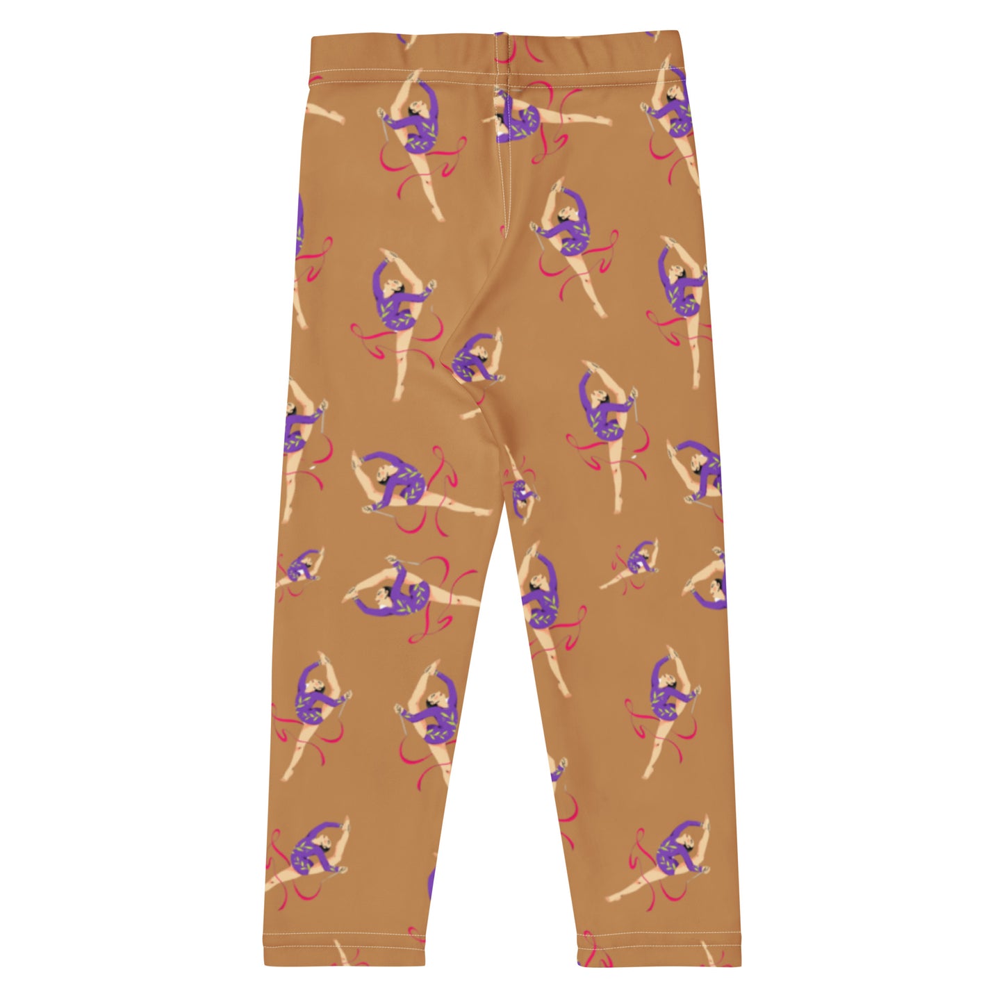 Leggings petite fille portés – Ourlets et coutures, leggings - Camel - motif gymnaste danseuse 