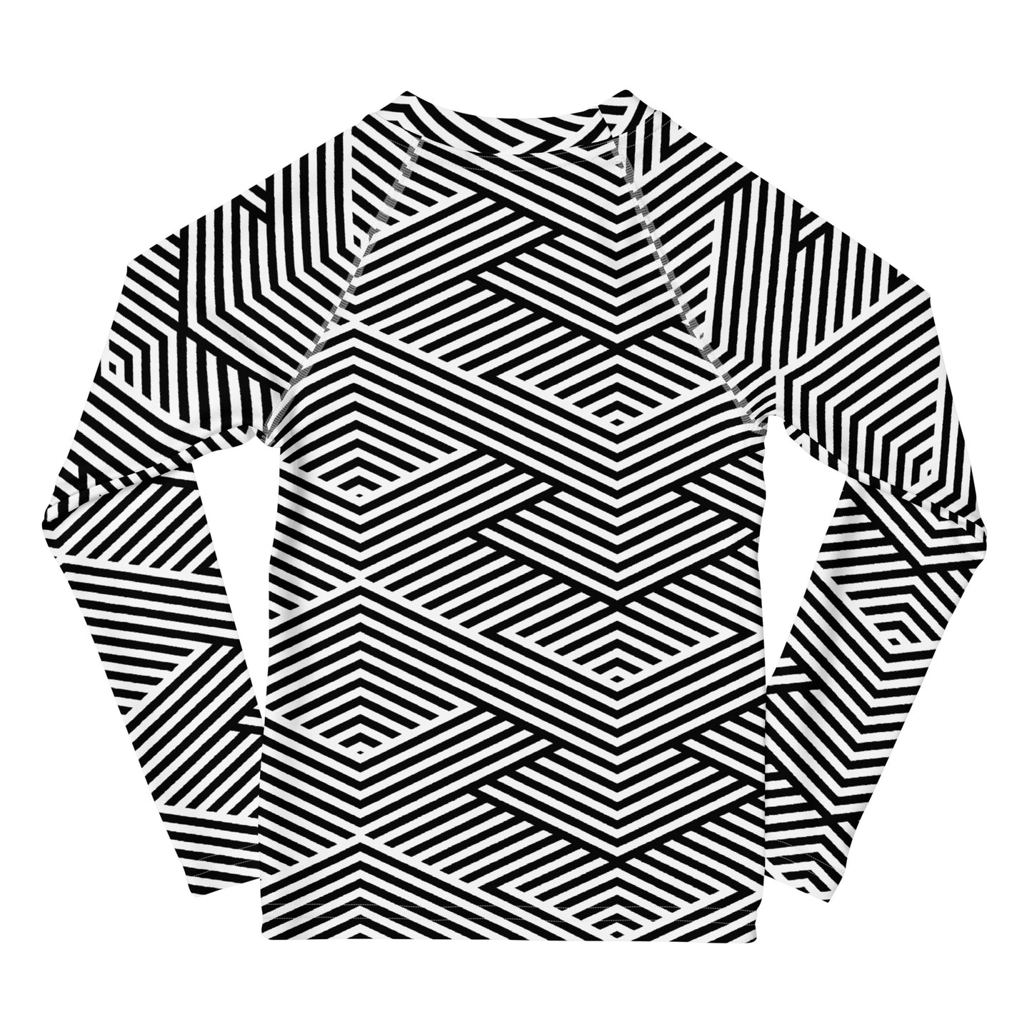 Rash guard pour petite fille – Blanc & Noir – Compression légère, séchage rapide – Graphique