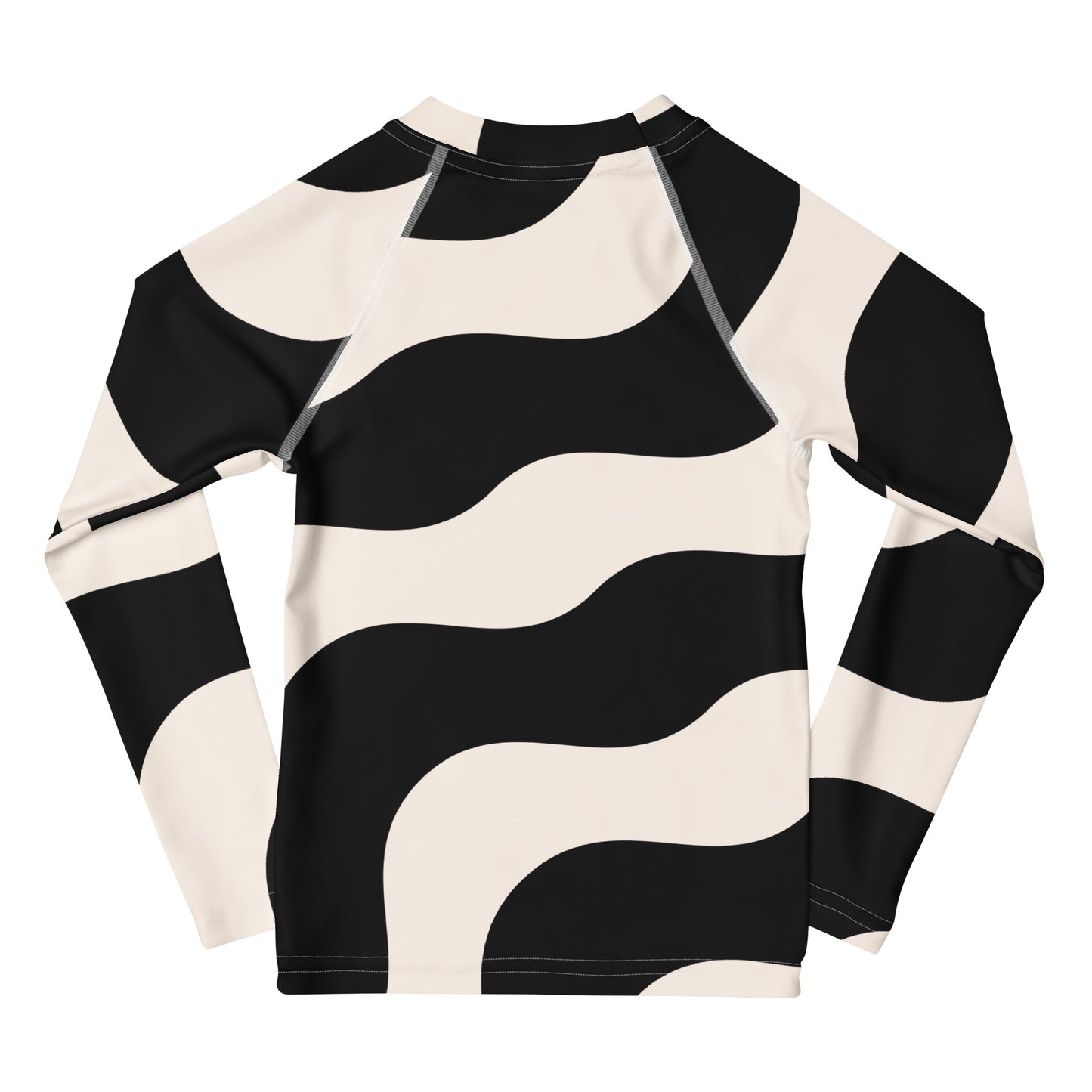 Rash guard pour petite fille – Beige & Noir – Compression légère, séchage rapide – Graphique