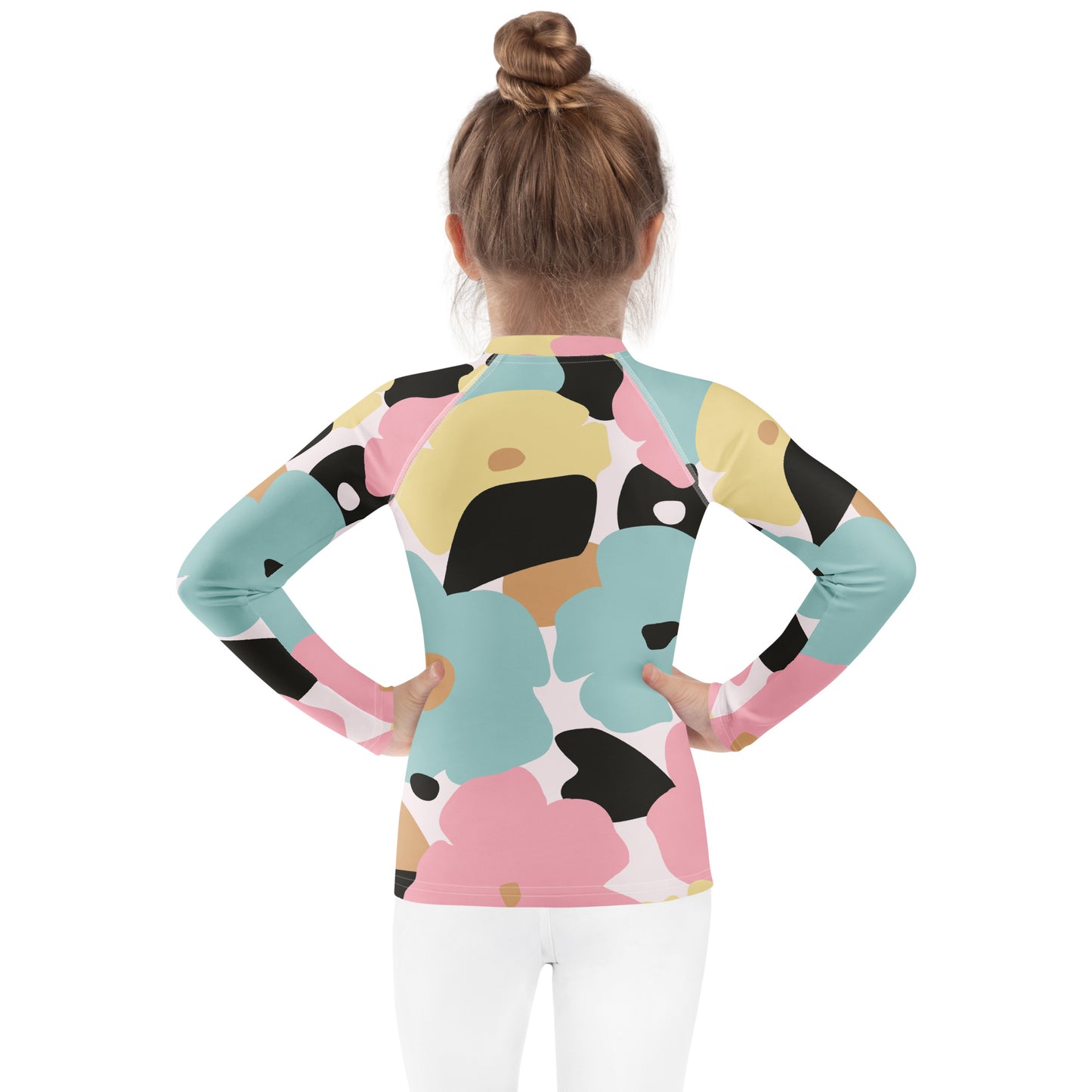 Rash guard pour petite fille – Fleuri, Pastel – Compression légère, séchage rapide – Minimaliste