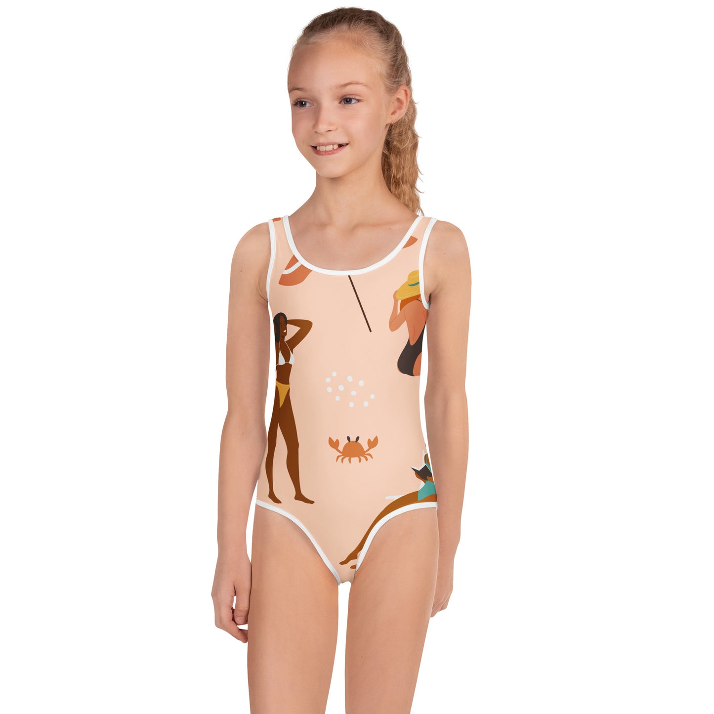 Maillot de bain 1 pièce pour petite fille – Saumon – Confort, maintien & séchage rapide – Design Estival