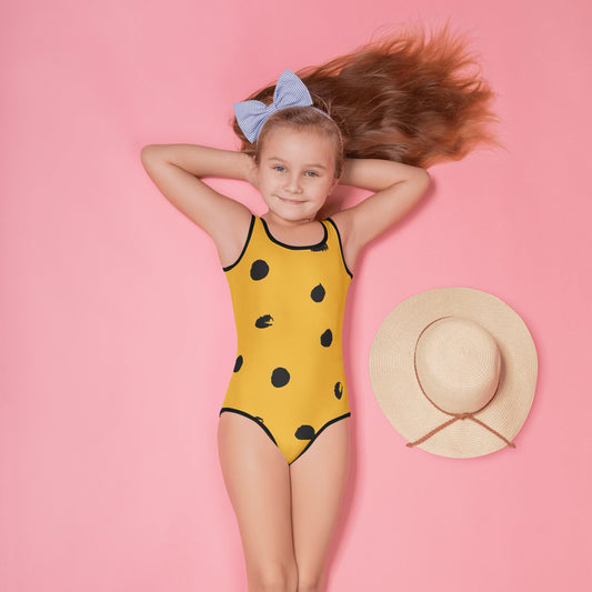 Maillot de bain 1 pièce pour petite fille – Jaune & Noir – Confort, maintien & séchage rapide – Imprimé Animal