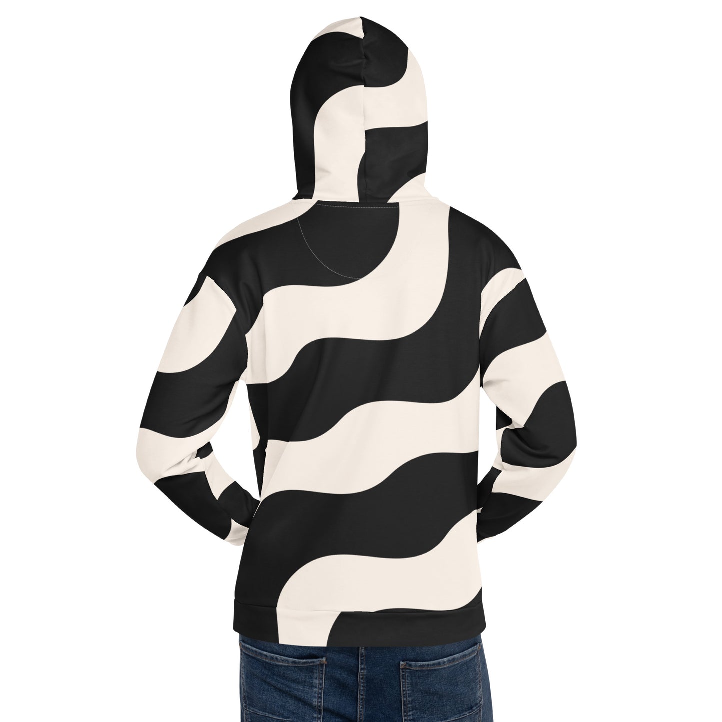 Sweat à capuche pour homme - Beige & Noir – Confort durable, matière recyclée – Graphique Minimaliste