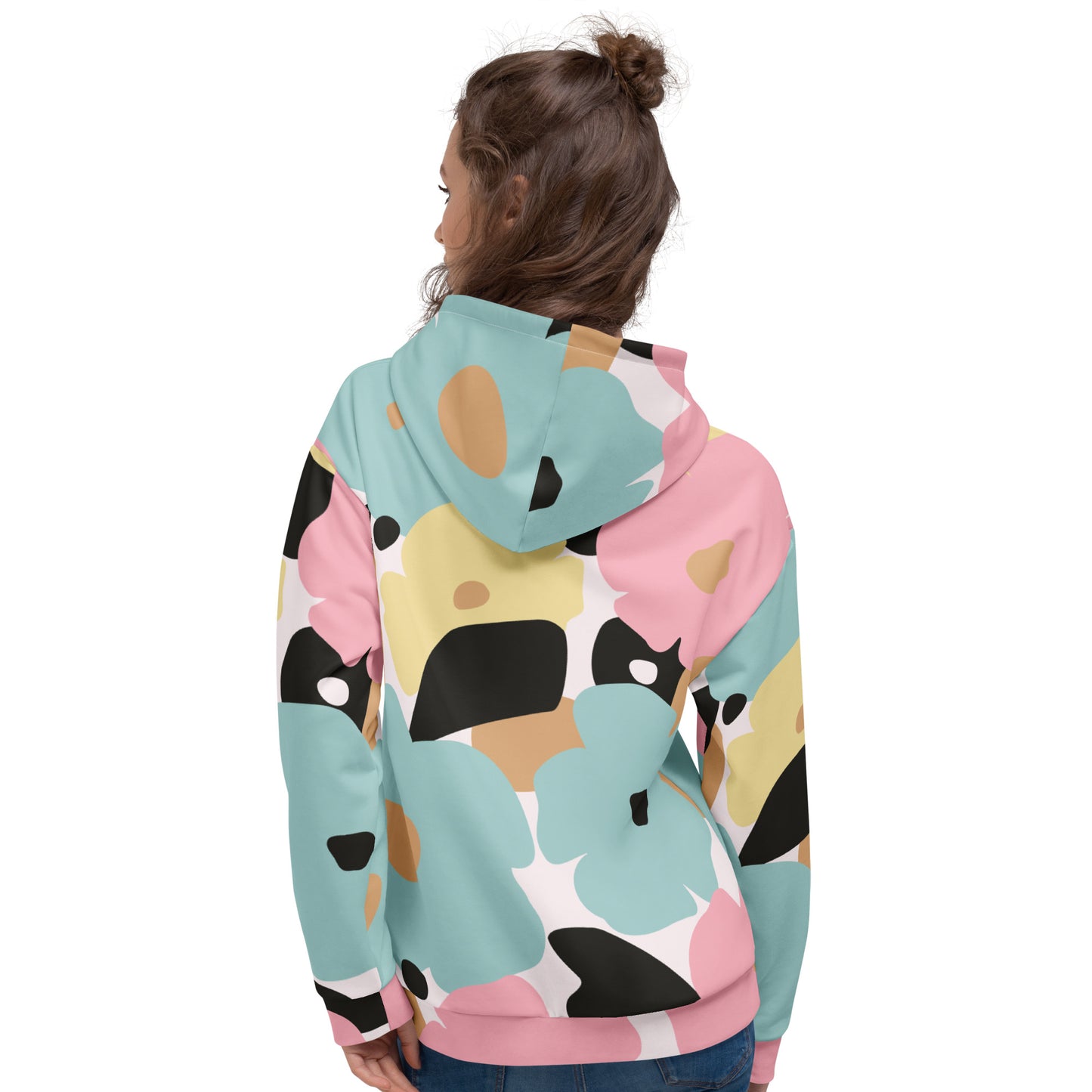 Sweat à capuche pour femme – Fleuri, Pastel – Polyester recyclé, doux & durable – Nature Minimaliste