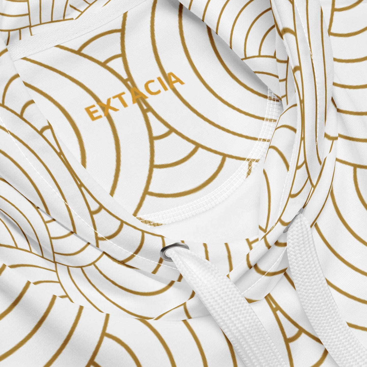 Sweat à capuche pour femme – Blanc & Or – Polyester recyclé, doux & durable – Graphique Minimaliste