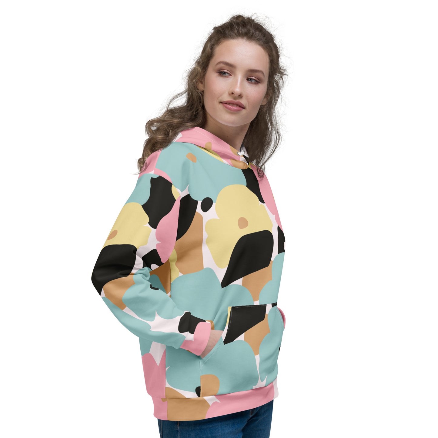 Sweat à capuche pour femme – Fleuri, Pastel – Polyester recyclé, doux & durable – Nature Minimaliste