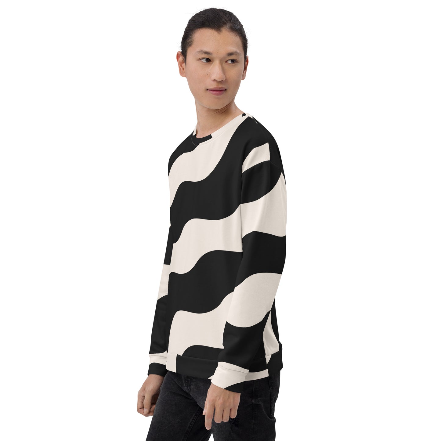 Sweat col rond pour homme – Beige & Noir – Confort durable, matière recyclée – Graphique Minimaliste