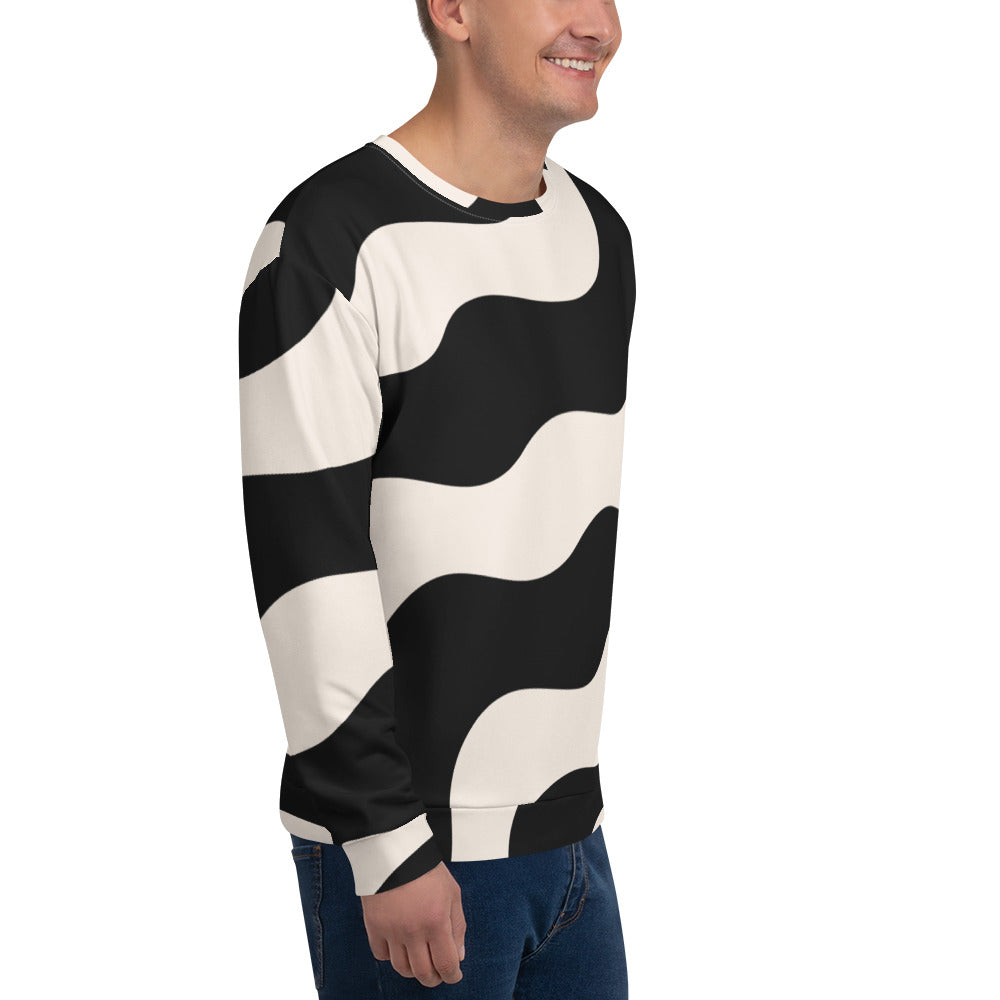 Sweat col rond pour homme – Beige & Noir – Confort durable, matière recyclée – Graphique Minimaliste