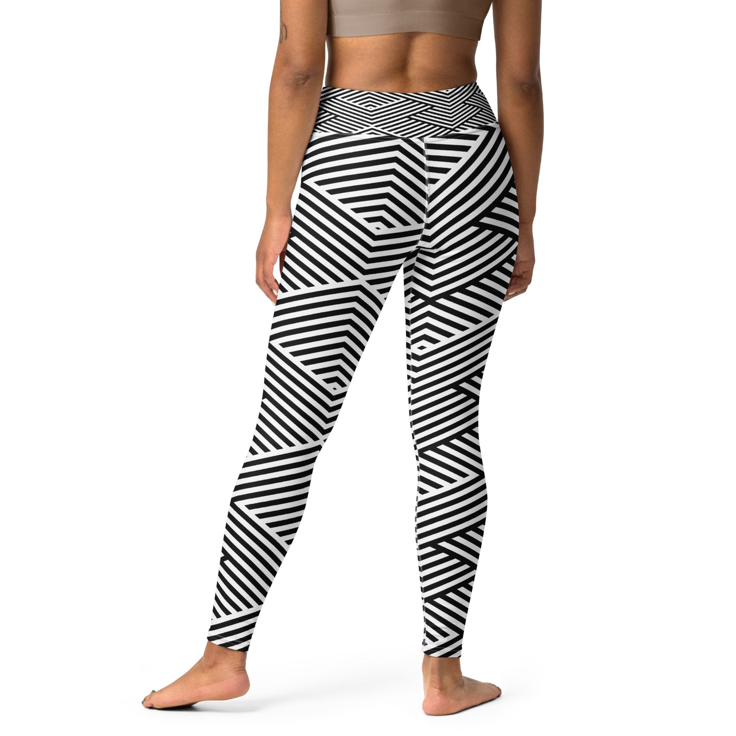 Legging de yoga pour femme – Blanc & Noir – Stretch, taille haute, séchage rapide – Graphique Minimaliste