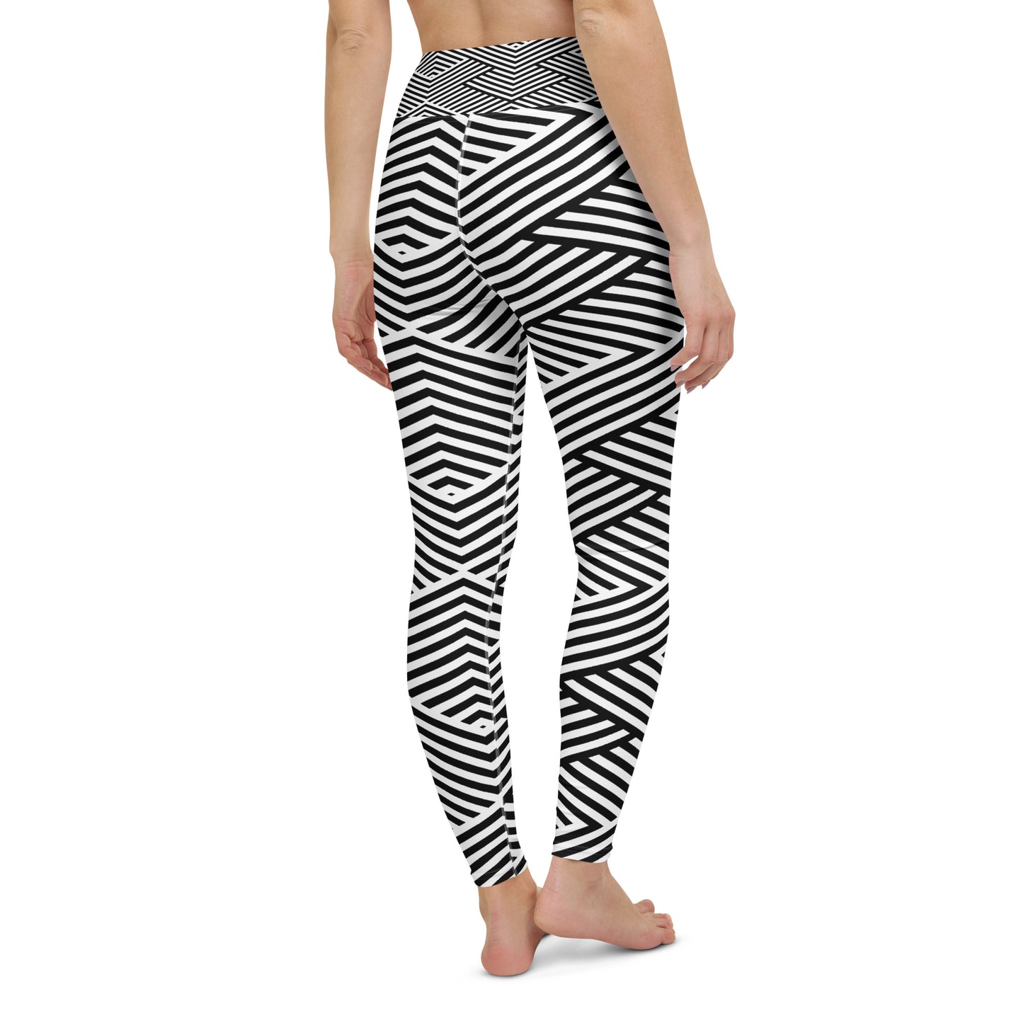 Legging de yoga pour femme – Blanc & Noir – Stretch, taille haute, séchage rapide – Graphique Minimaliste