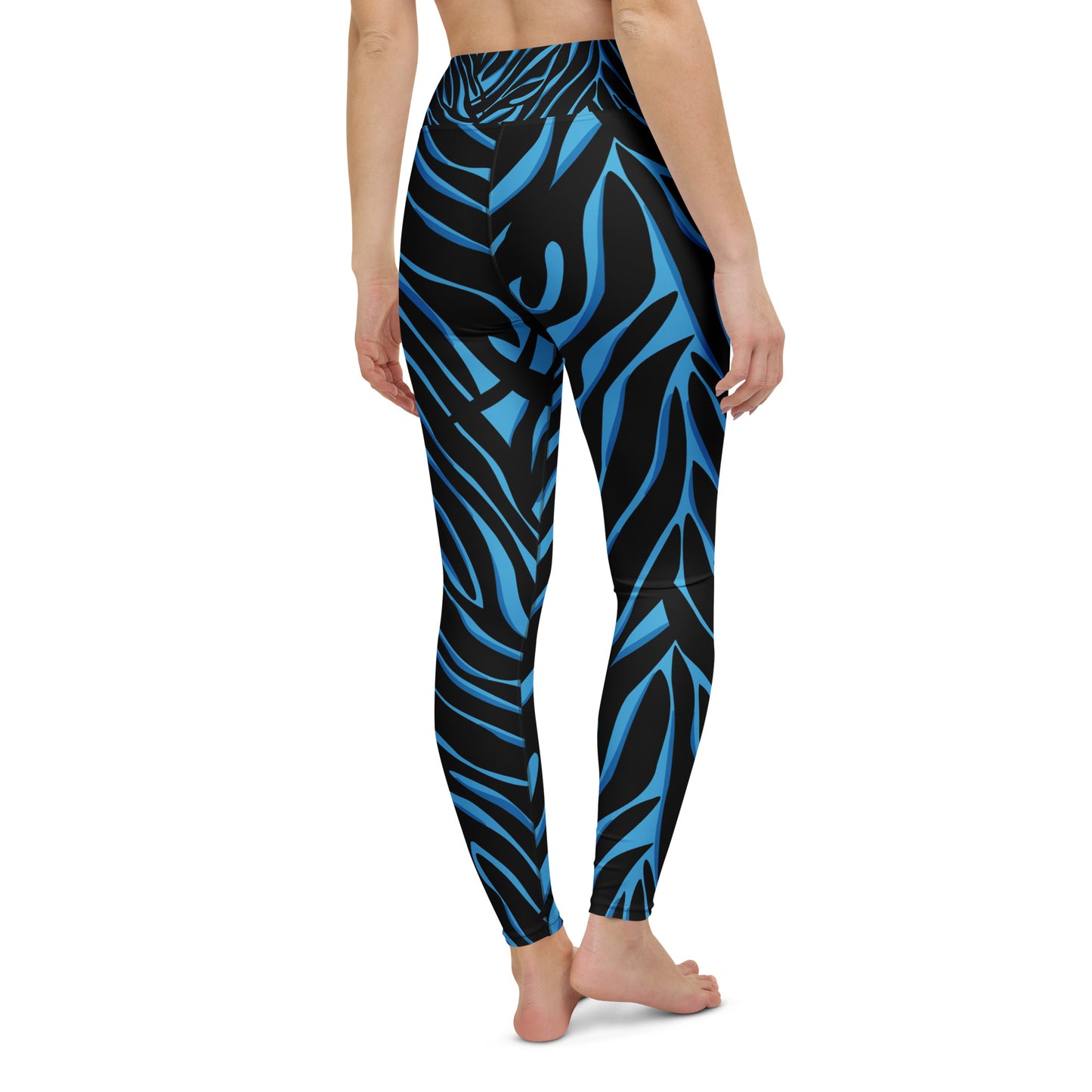 Legging de yoga pour femme – Bleu & Noir – Stretch, taille haute, séchage rapide – Imprimé Animal