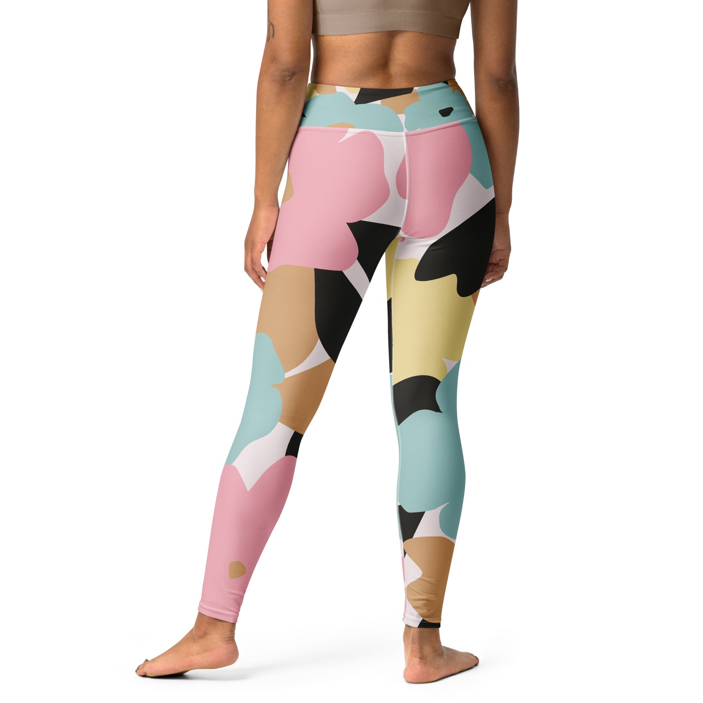 Legging de yoga pour femme – Fleuri, Pastel – Stretch, taille haute, séchage rapide – Minimaliste