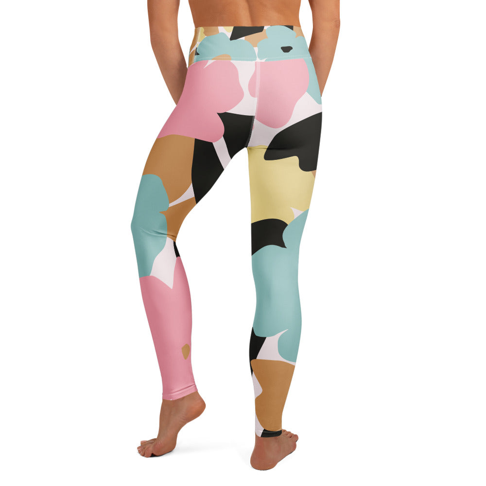 Legging de yoga pour femme – Fleuri, Pastel – Stretch, taille haute, séchage rapide – Minimaliste