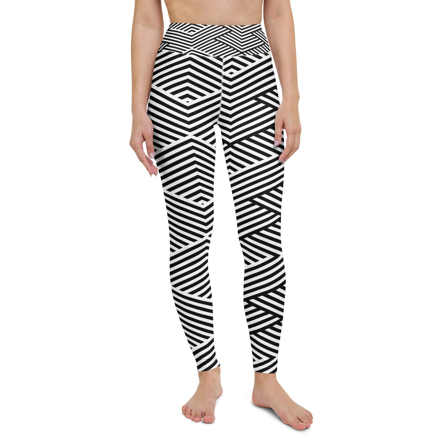 Legging de yoga pour femme – Blanc & Noir – Stretch, taille haute, séchage rapide – Graphique Minimaliste