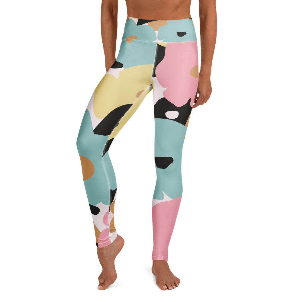 Legging de yoga pour femme – Fleuri, Pastel – Stretch, taille haute, séchage rapide – Minimaliste