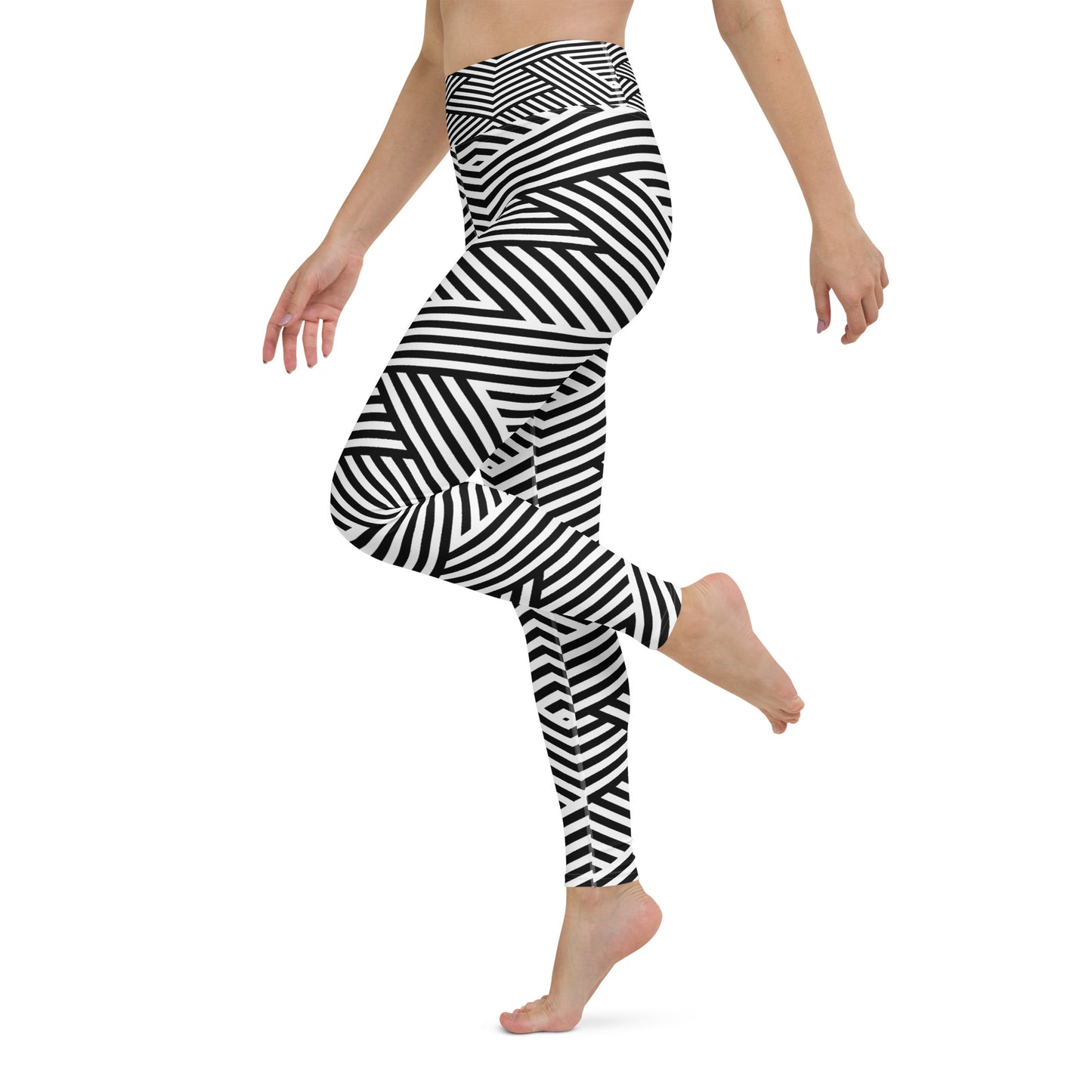 Legging de yoga pour femme – Blanc & Noir – Stretch, taille haute, séchage rapide – Graphique Minimaliste