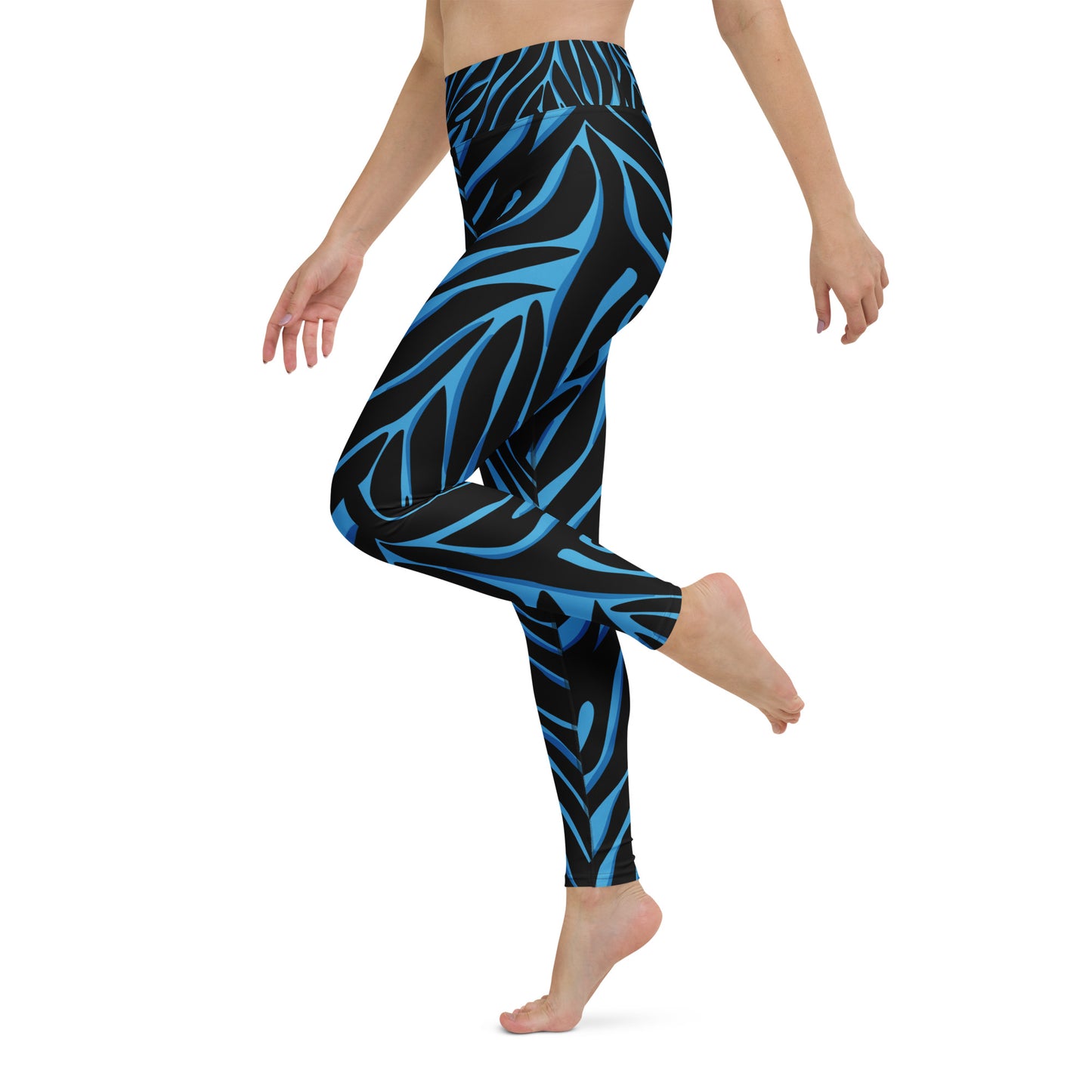 Legging de yoga pour femme – Bleu & Noir – Stretch, taille haute, séchage rapide – Imprimé Animal