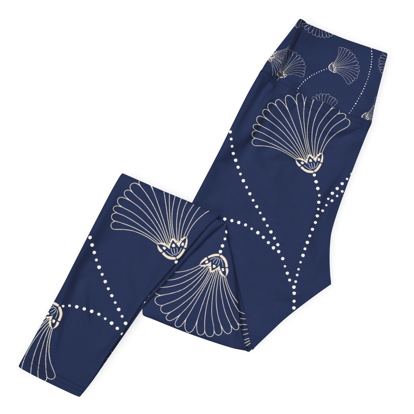 Legging de yoga pour femme – Bleu, Fleuri – Stretch, taille haute, séchage rapide – Minimaliste