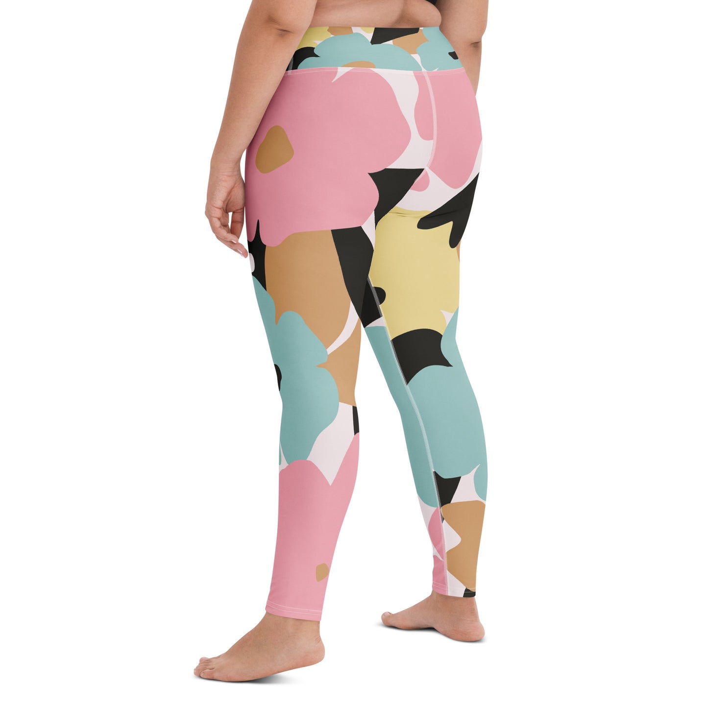 Legging de yoga pour femme – Fleuri, Pastel – Stretch, taille haute, séchage rapide – Minimaliste