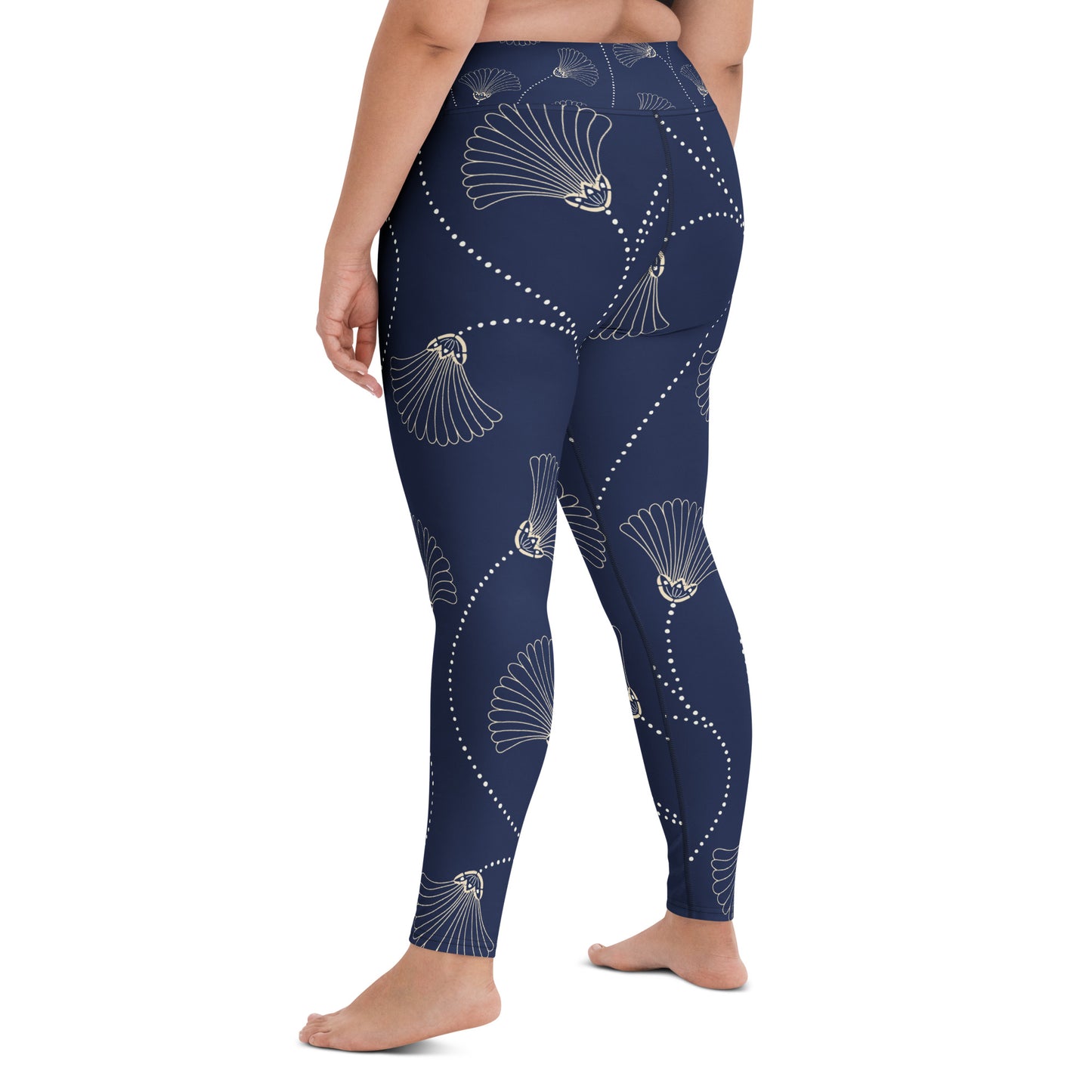 Legging de yoga pour femme – Bleu, Fleuri – Stretch, taille haute, séchage rapide – Minimaliste
