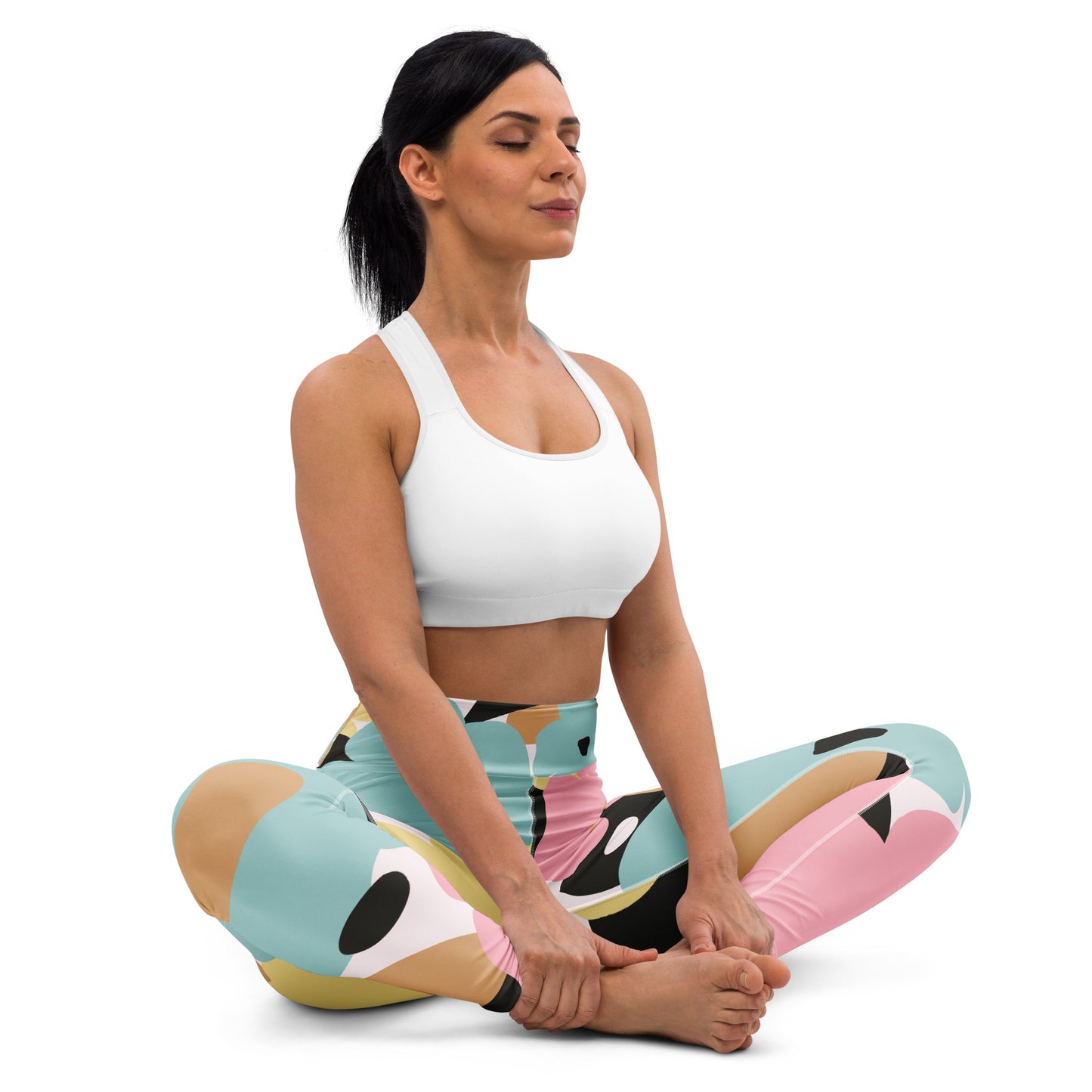 Legging de yoga pour femme – Fleuri, Pastel – Stretch, taille haute, séchage rapide – Minimaliste