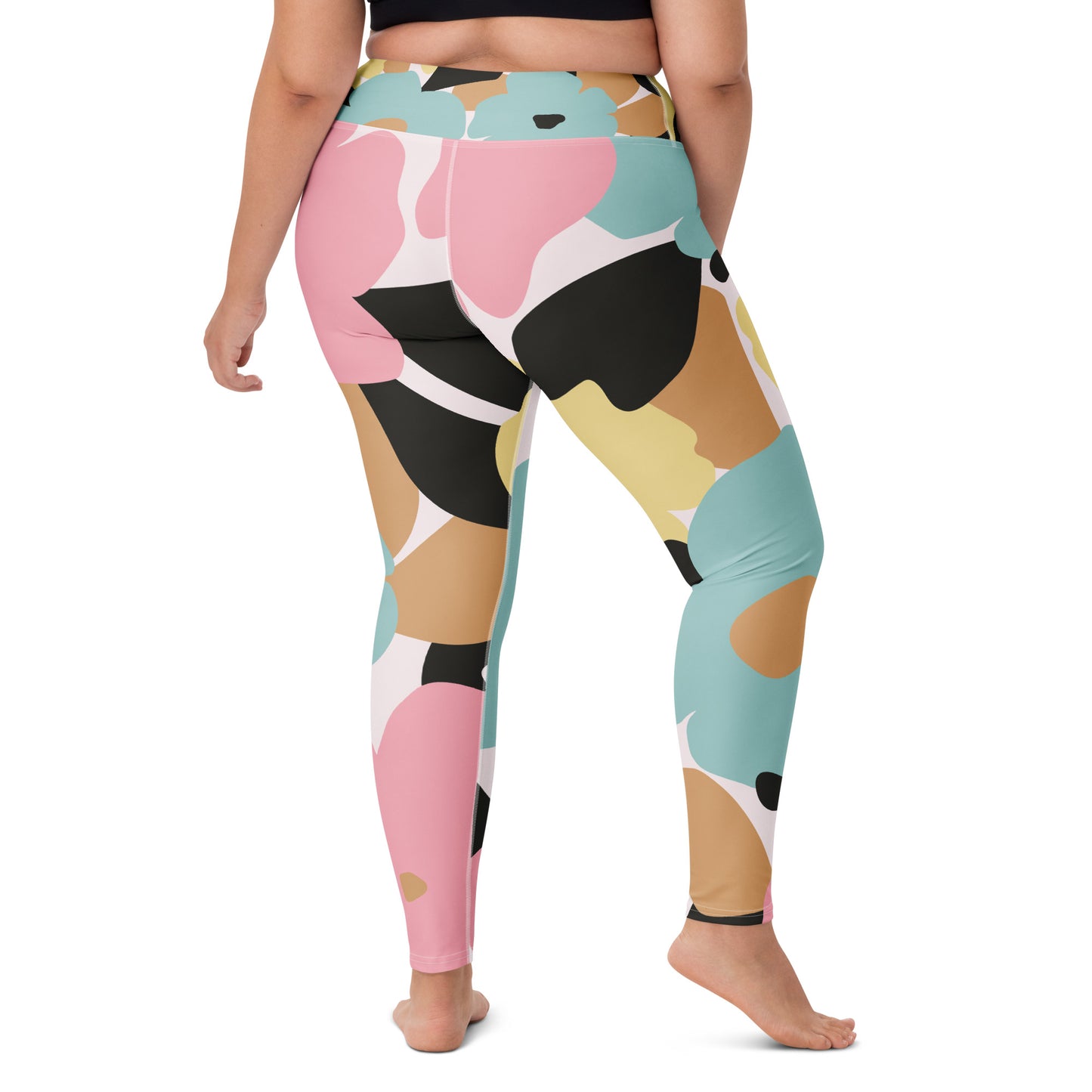 Legging de yoga pour femme – Fleuri, Pastel – Stretch, taille haute, séchage rapide – Minimaliste
