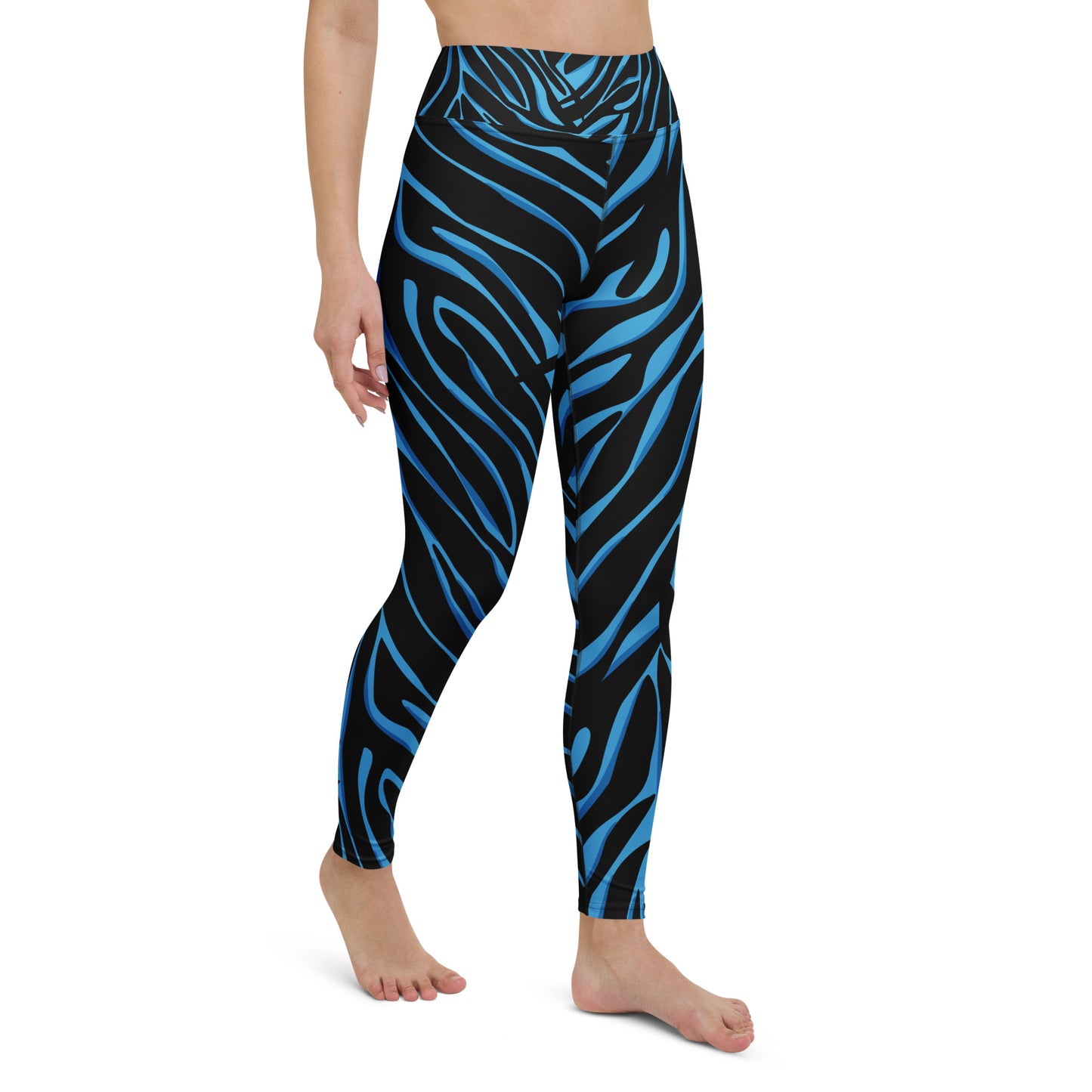 Legging de yoga pour femme – Bleu & Noir – Stretch, taille haute, séchage rapide – Imprimé Animal
