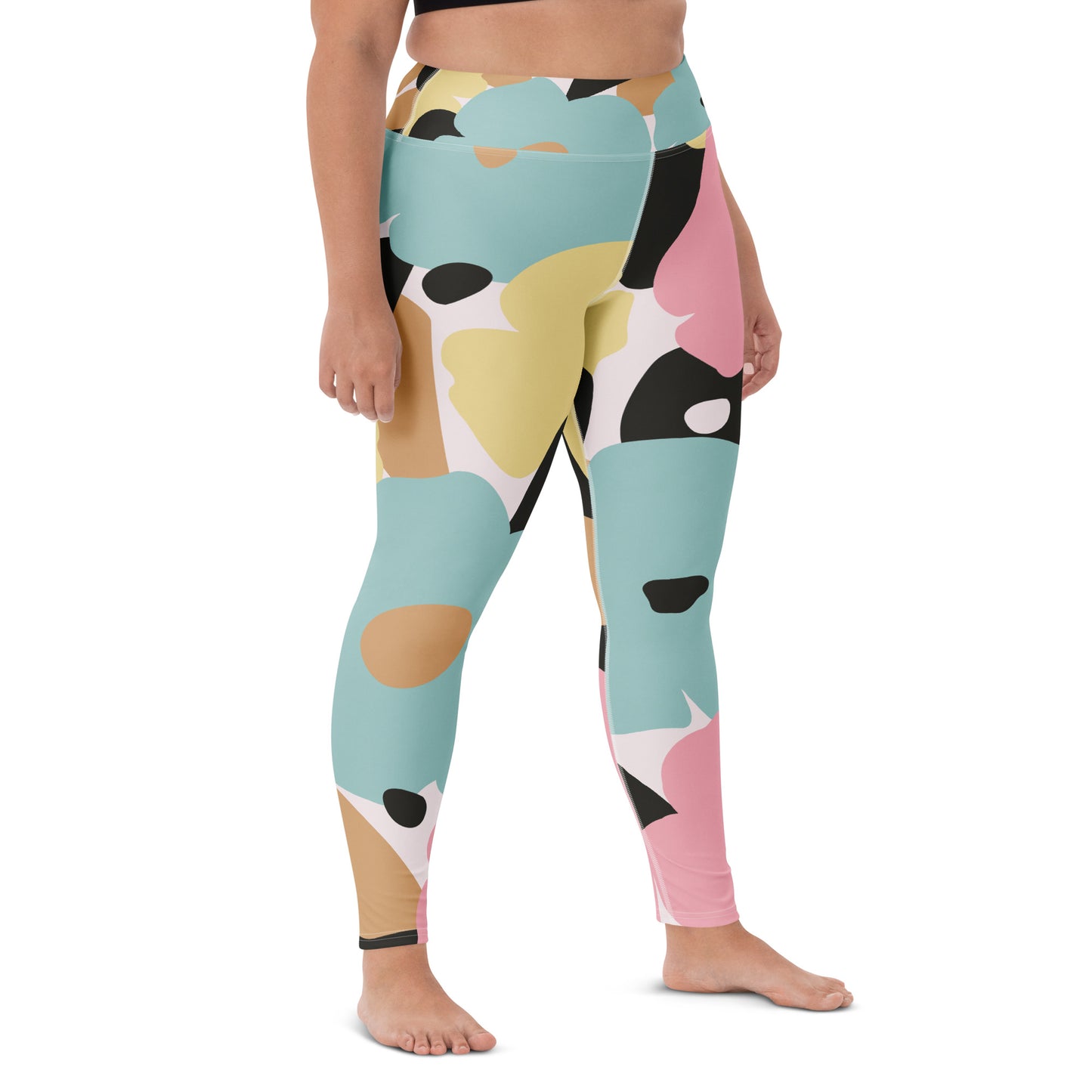 Legging de yoga pour femme – Fleuri, Pastel – Stretch, taille haute, séchage rapide – Minimaliste